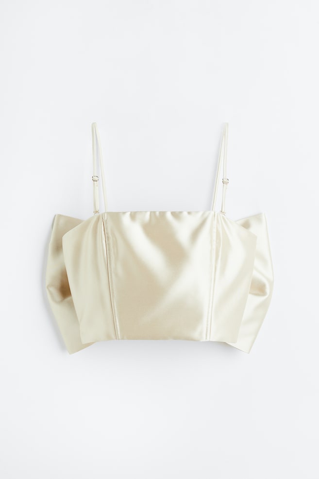 Cropped bow-back top - Light beige - 2