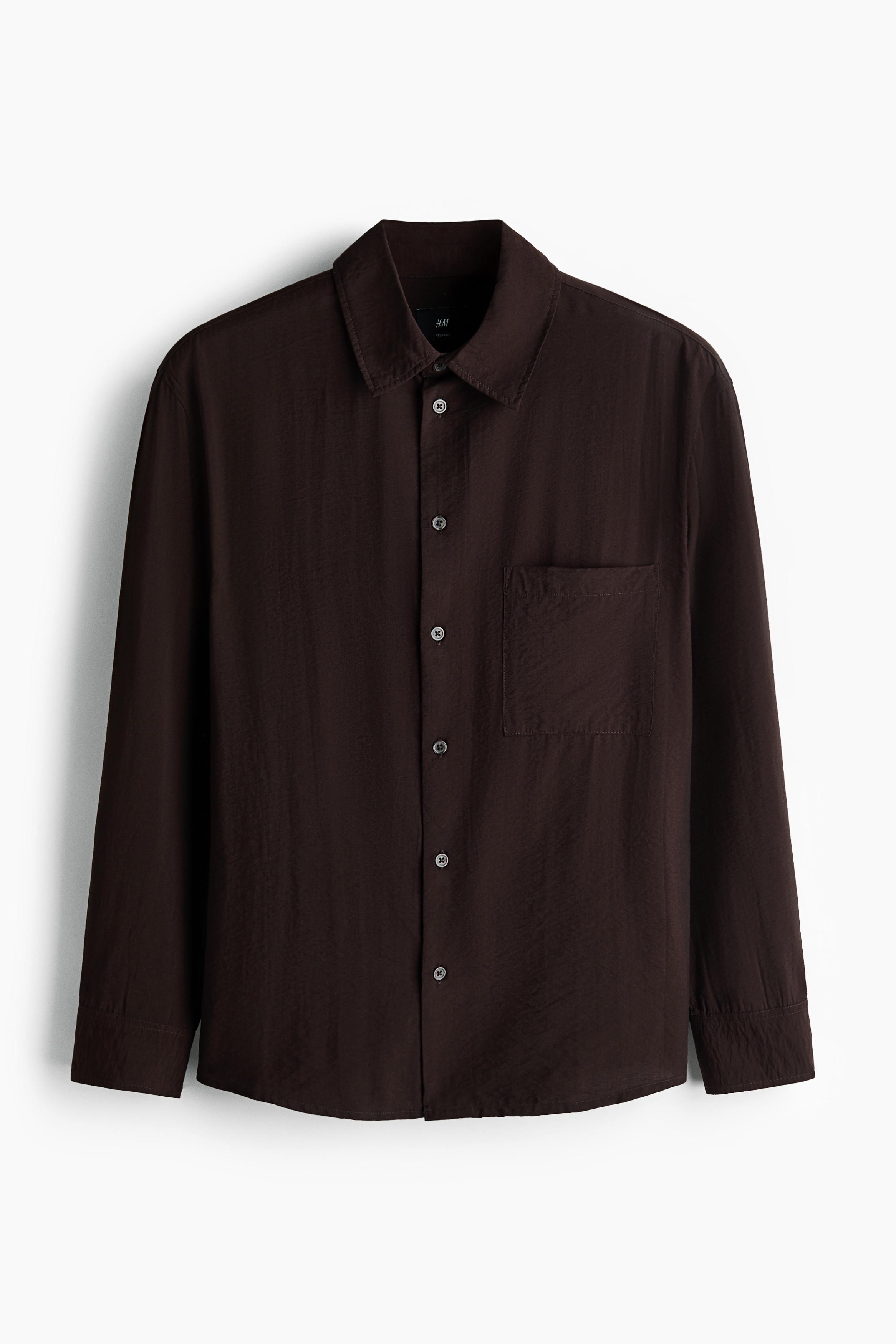 Relaxed Fit Viscose-blend shirt - Dark brown/Rust brown