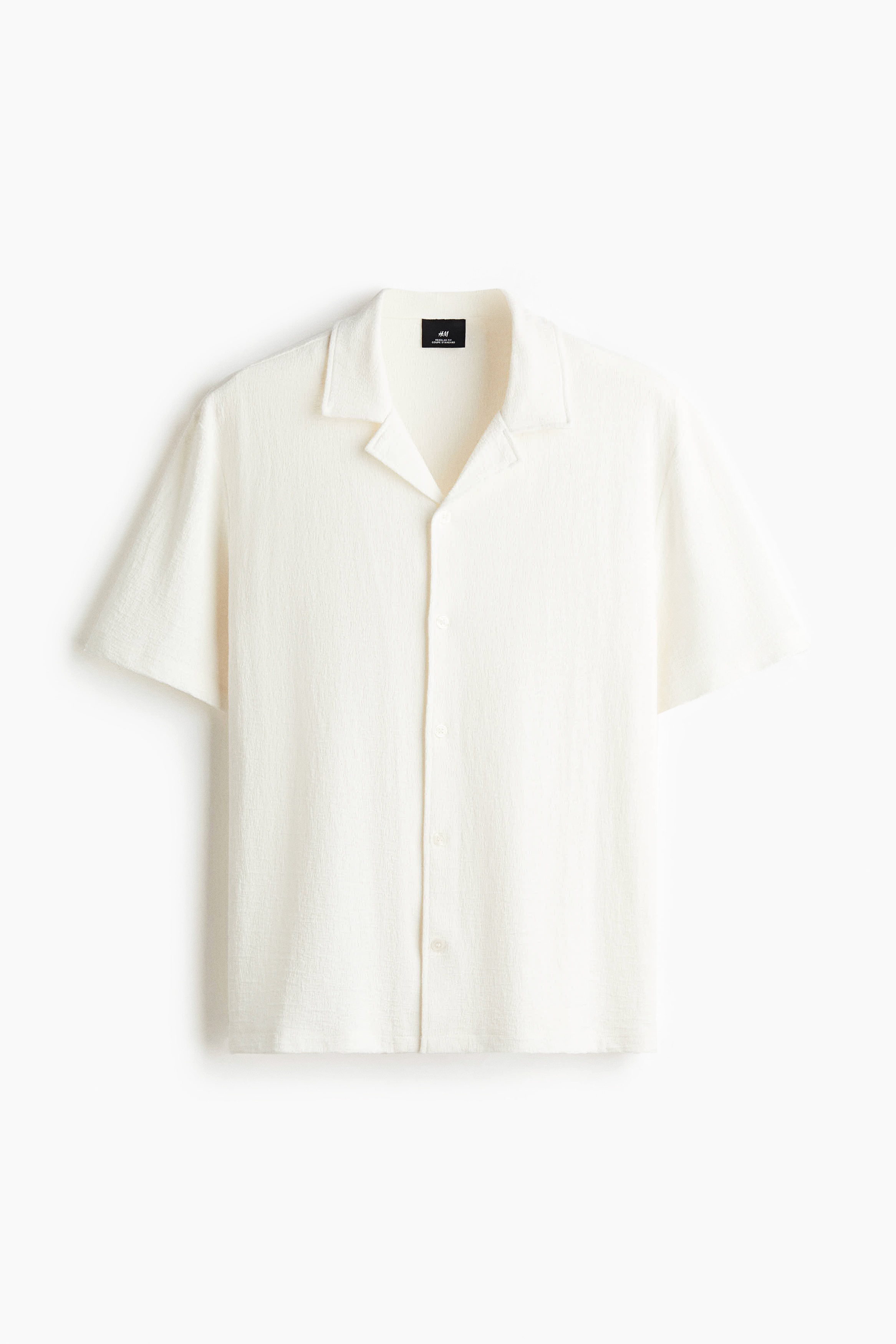 Regular Fit Jersey resort shirt - White/Dark khaki green