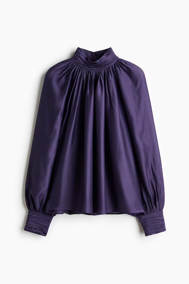 Draped Blouse - Dark purple - 1