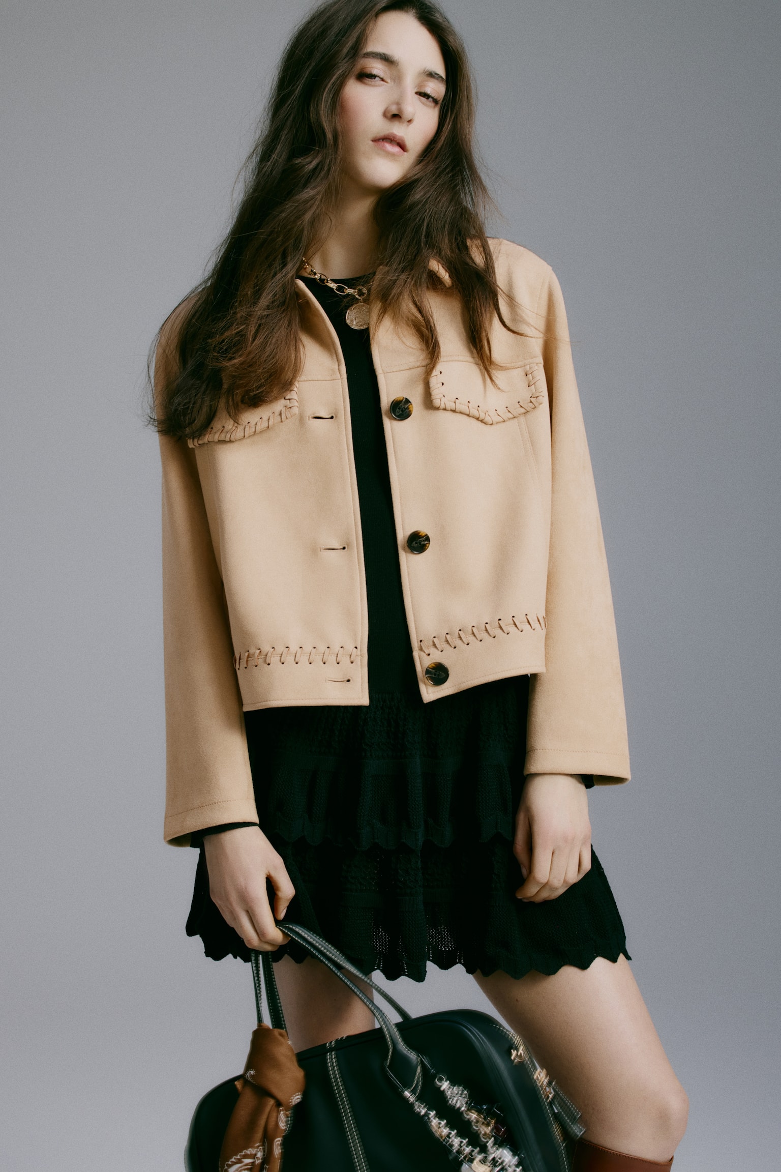 ז'קט באורך המותן - בז' - 1