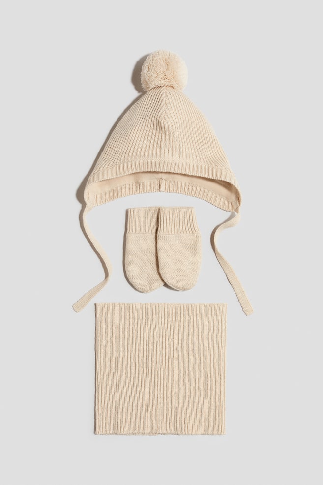 3-Piece Knit Set - Light beige - 1
