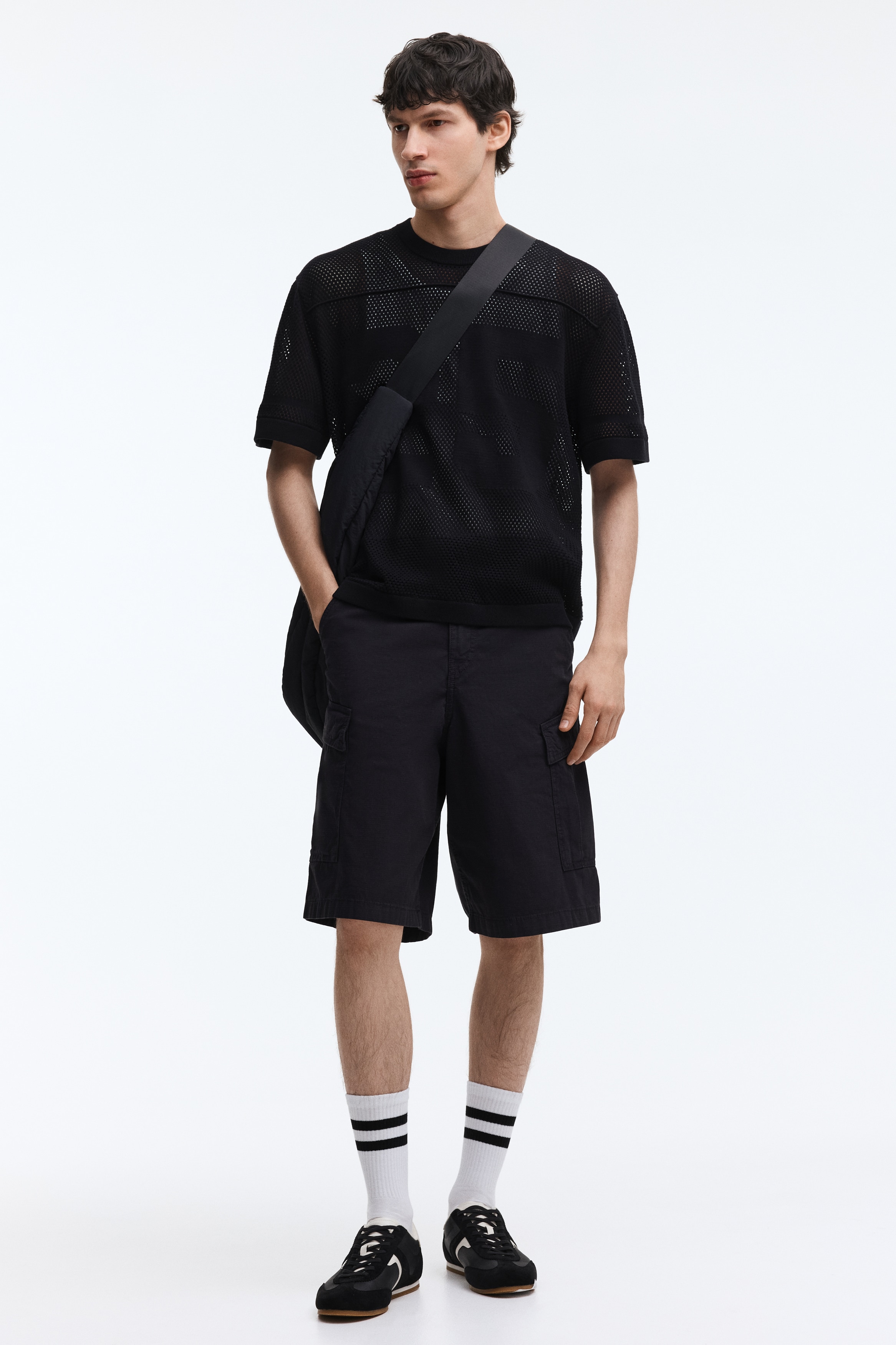Loose-Fit Cotton Cargo Shorts - Black/Beige/Brown/Khaki green