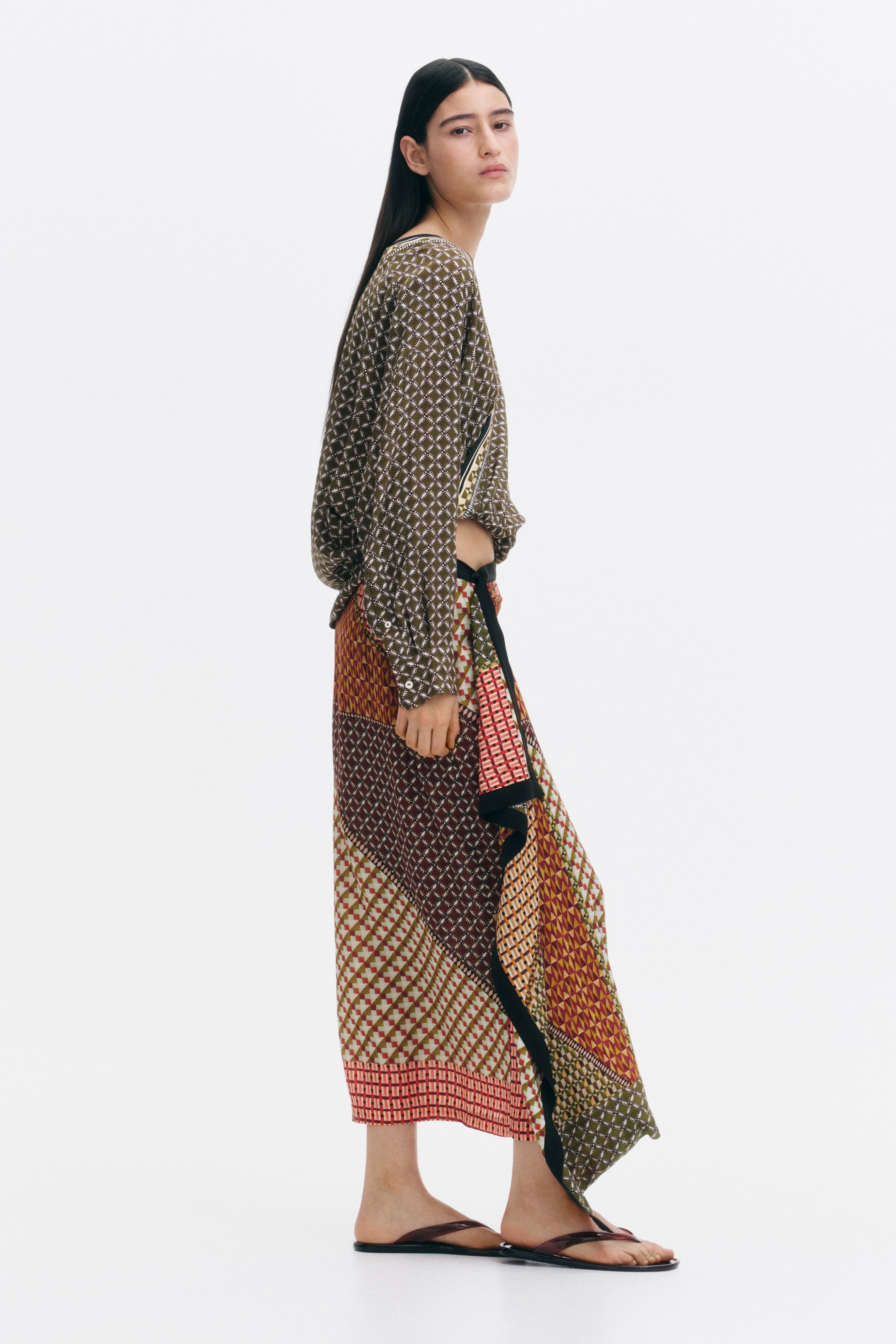 Draped-Panel Wrap Skirt
