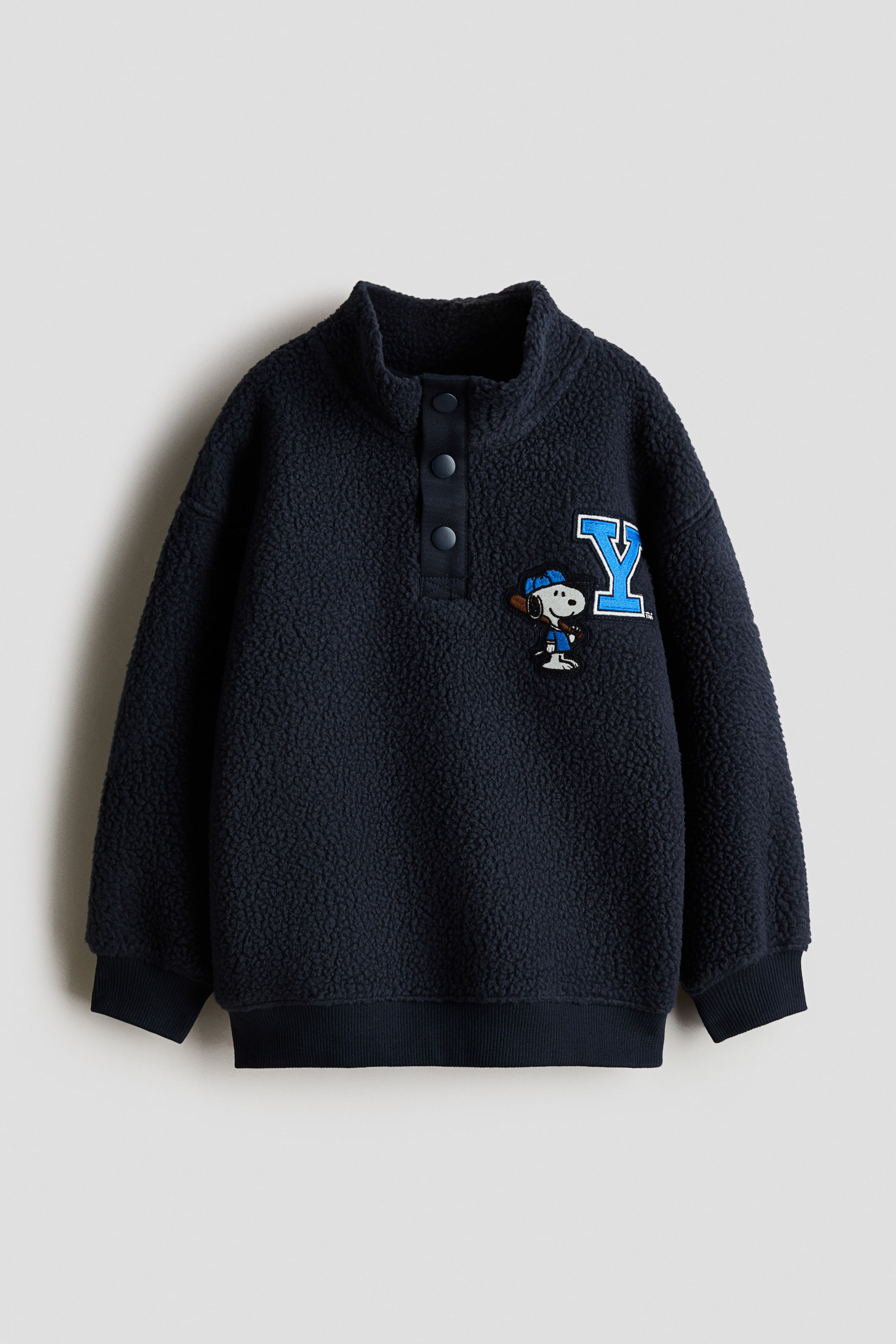 View larger image: Collared teddy sweatshirt - Dark blue/Snoopy - Kids | H&M 1