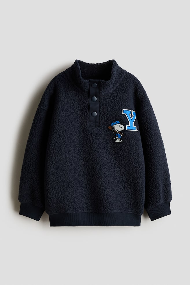 Teddyfleece-Sweatshirt mit Kragen - Dunkelblau/Snoopy - 1