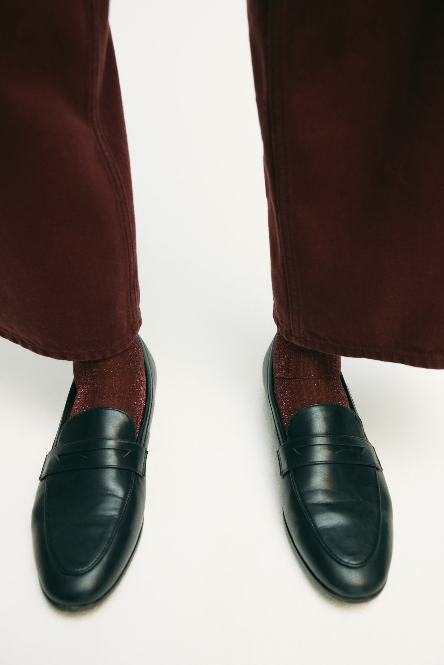 Glittery socks - Burgundy/Light dusty pink - 1