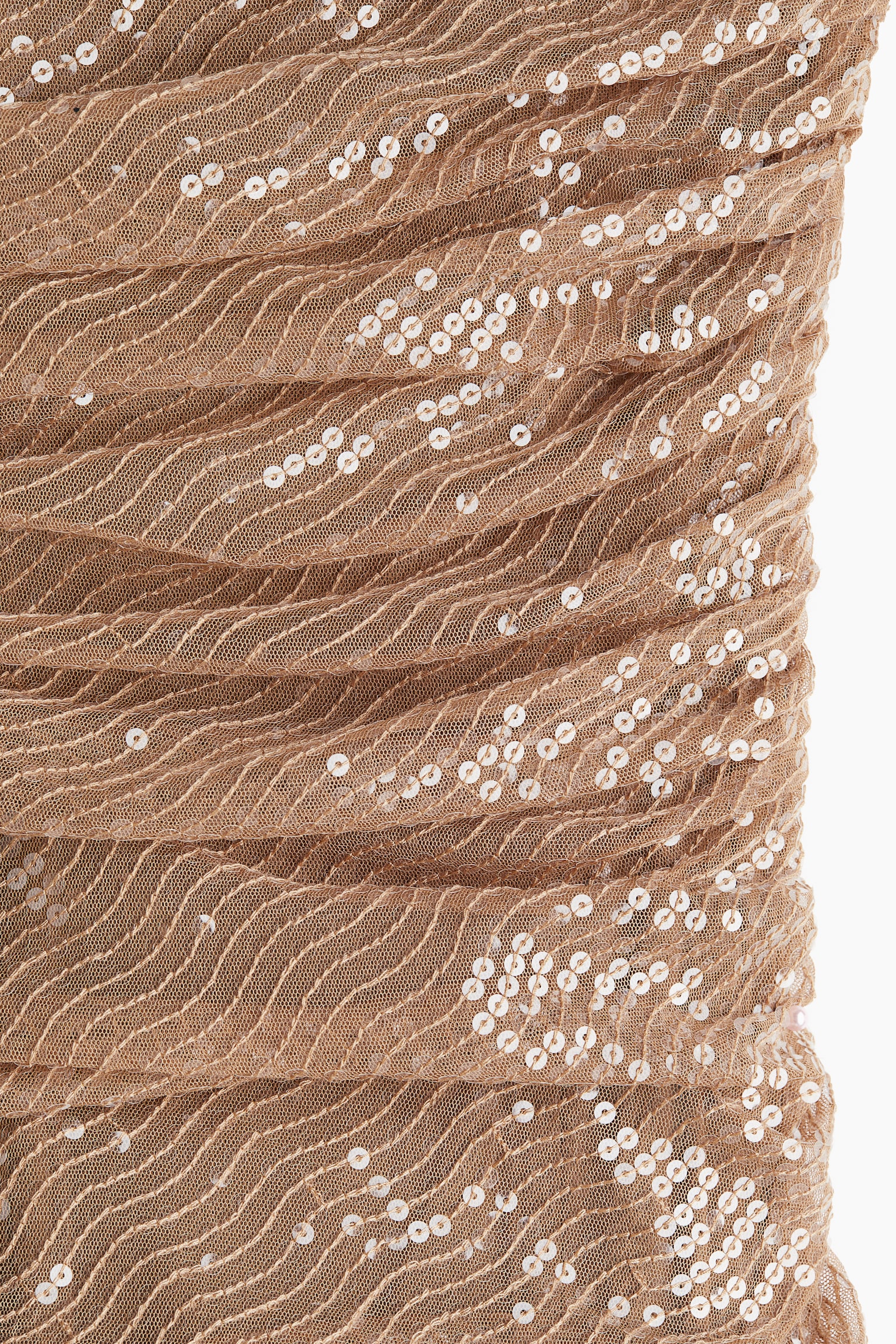 Sequined Evening Gown - Beige - 6