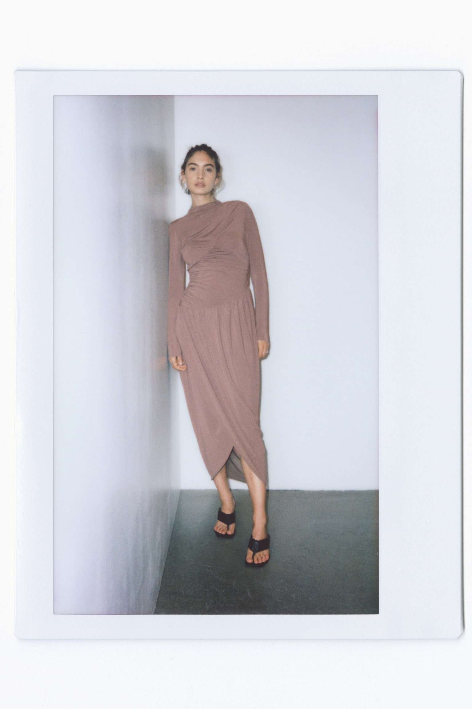 Draped jersey dress - Rose ancien foncé/Marron foncé - 6