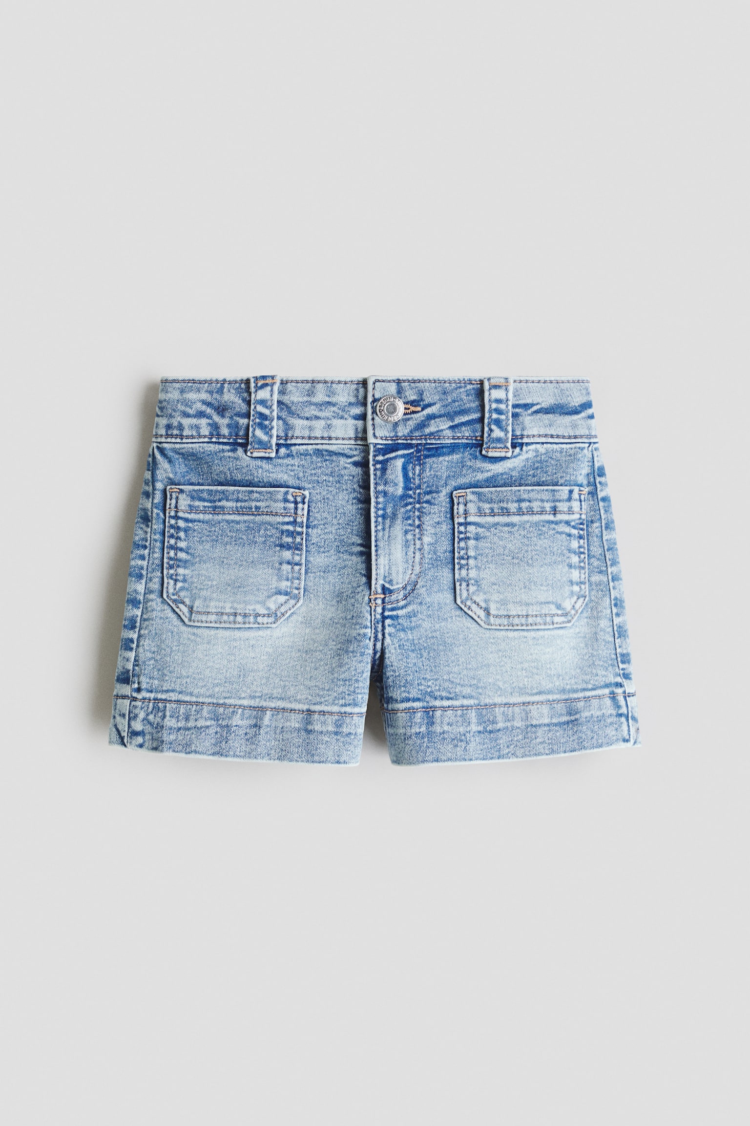 Keprové šortky - Světlý denim blue/Světle růžová