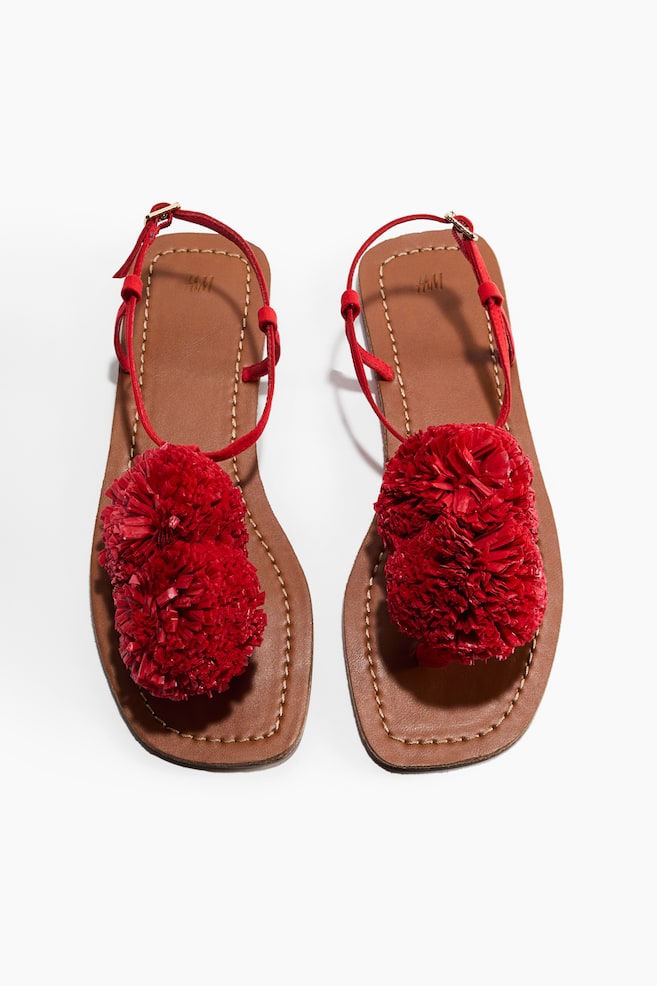 Sandales à brides fines avec applications - Rouge/Beige foncé/Jaune moutarde - 1
