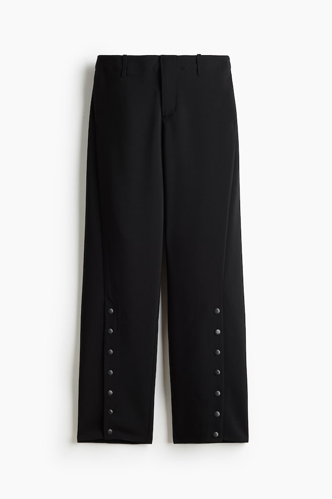 Pantalón de sarga con abertura en el bajo - Negro - 1
