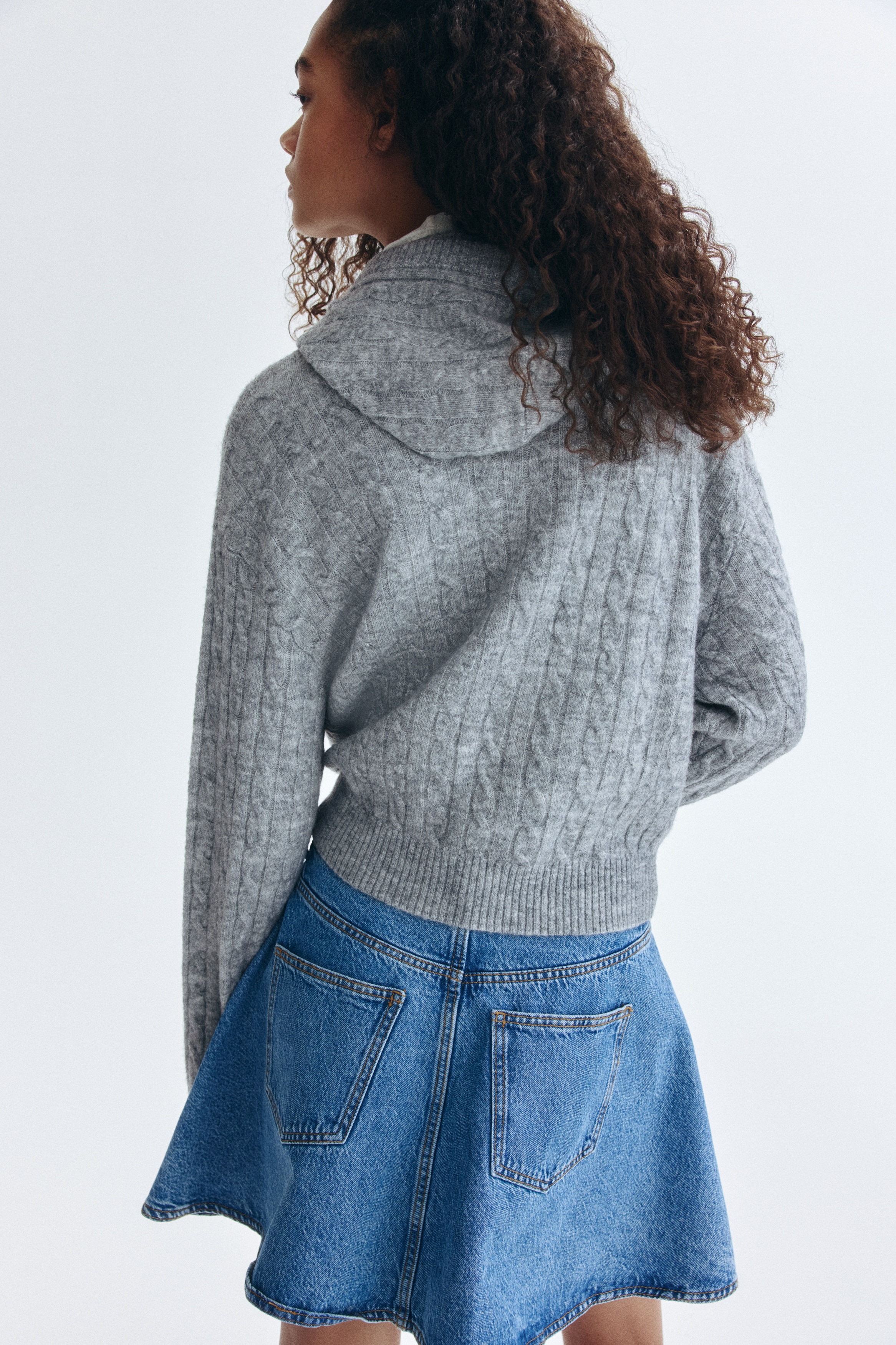 レディースフード付きカーディガン｜ロング、ニット、チャンキー | H&M JP
