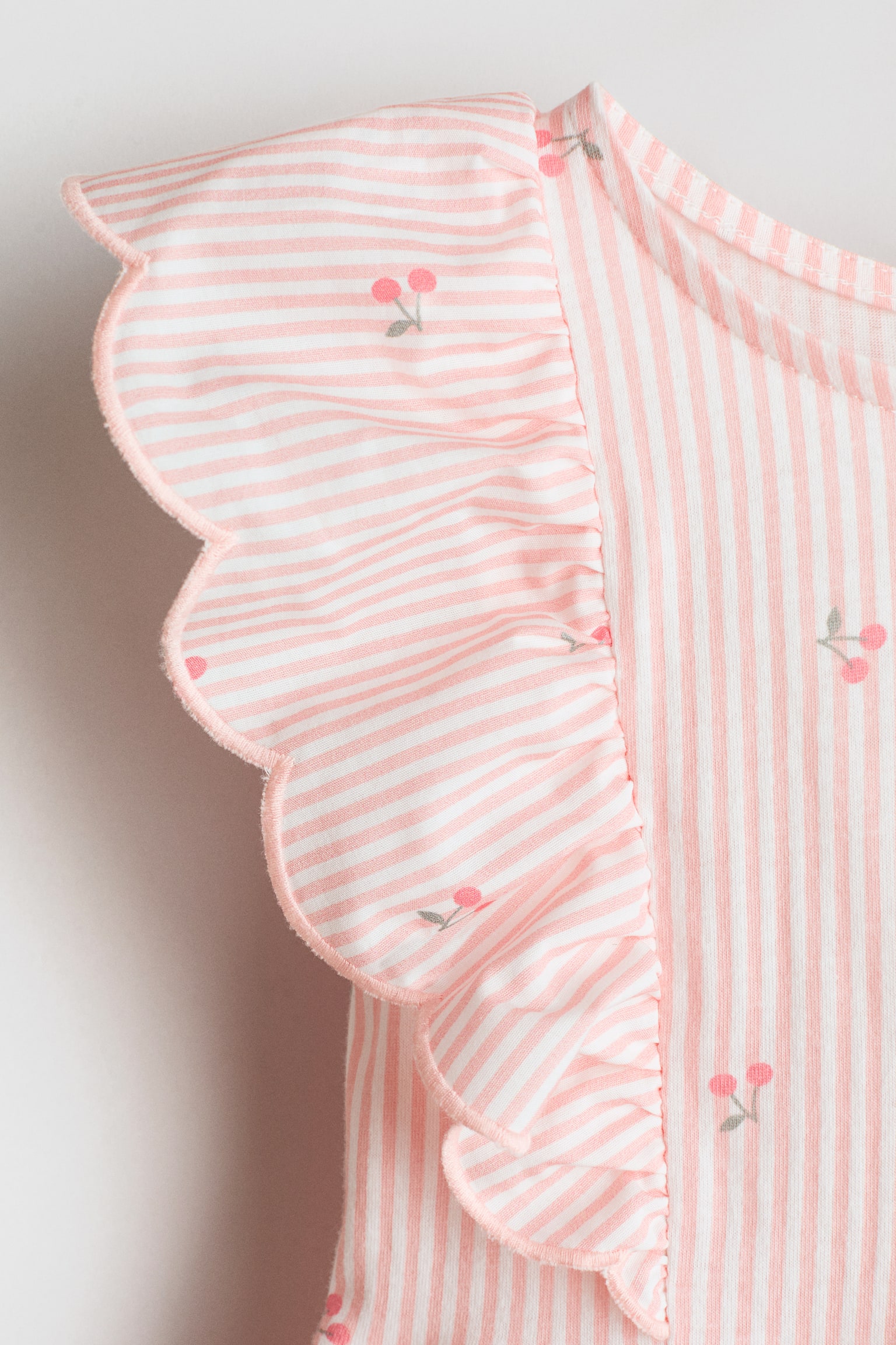 Vestido em algodão com folhos - Rosa claro/Cerejas/Creme/Rosa claro/Azul marinho - 2