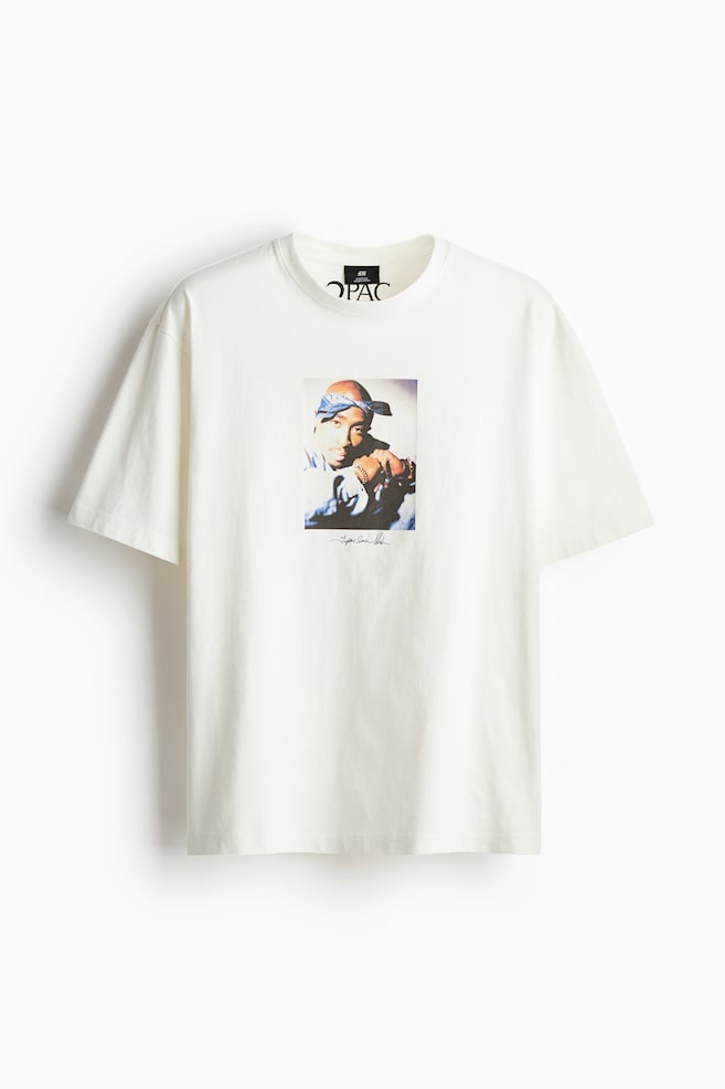 Loose Fit Printed T-shirt - White/2Pac - 1