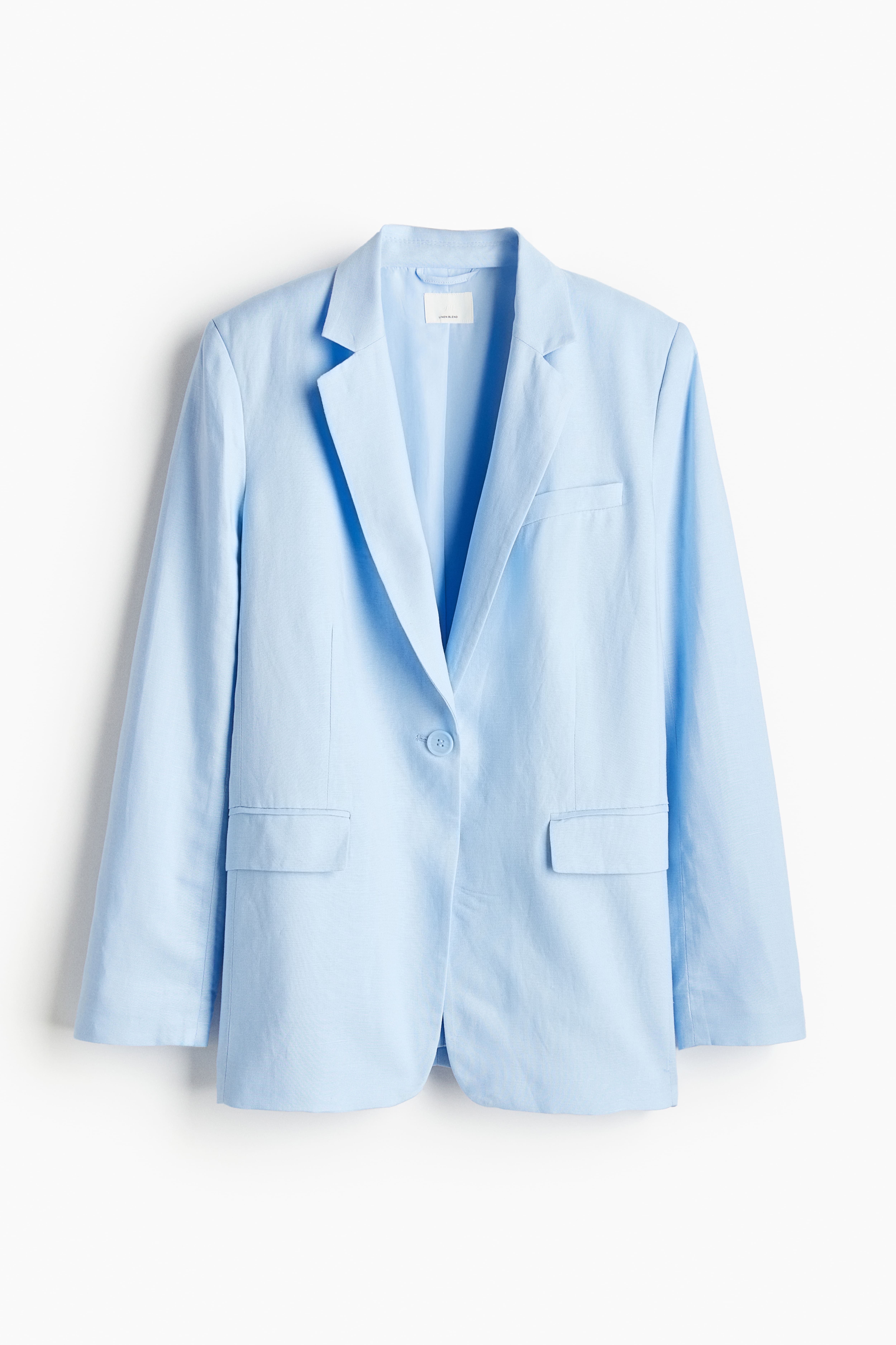 Blue fashion linen blazer womens