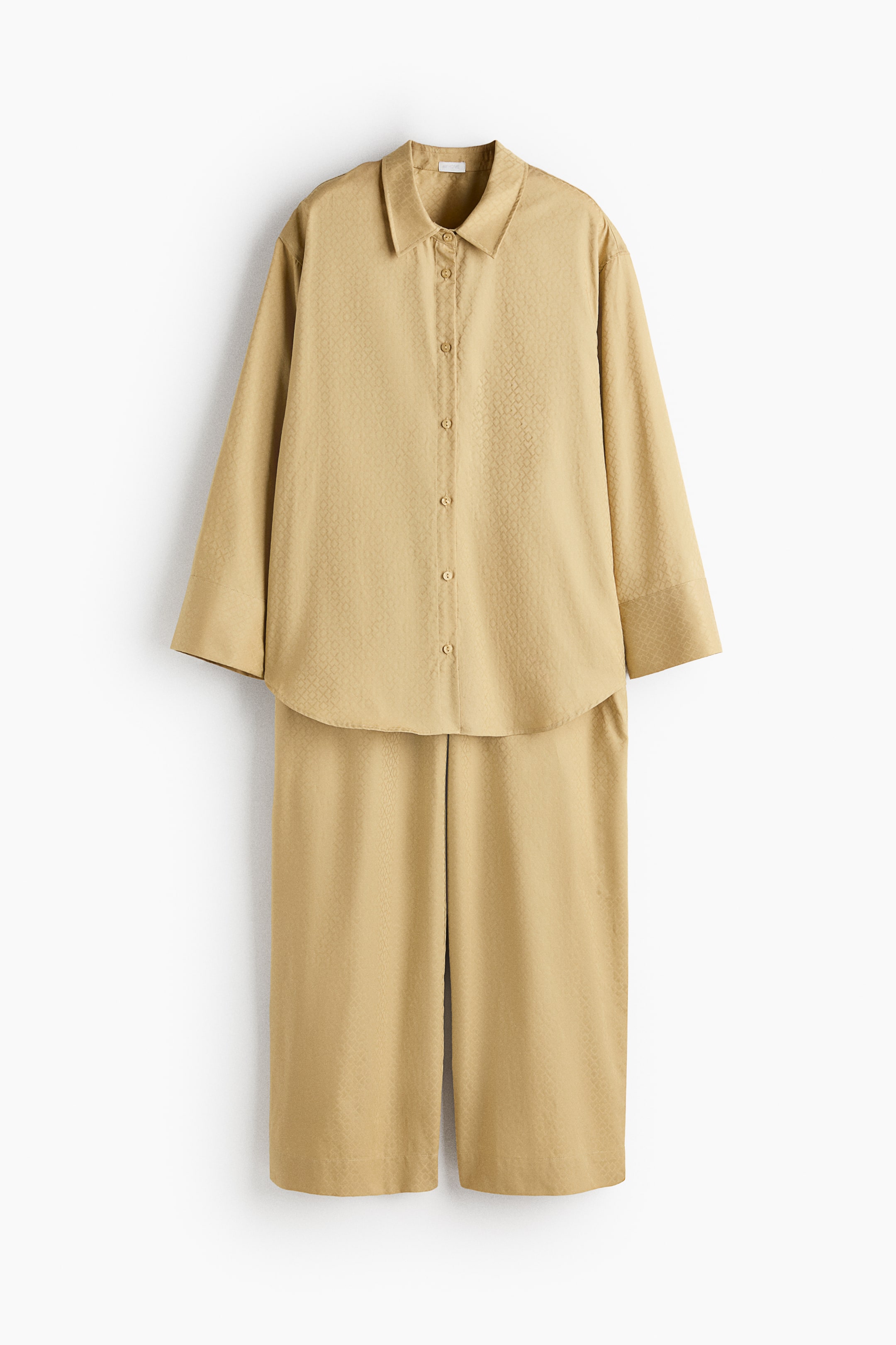 拡大画像を表示: Checked cotton sateen pyjamas - ダスティイエロー - レディース | H&M JP 1
