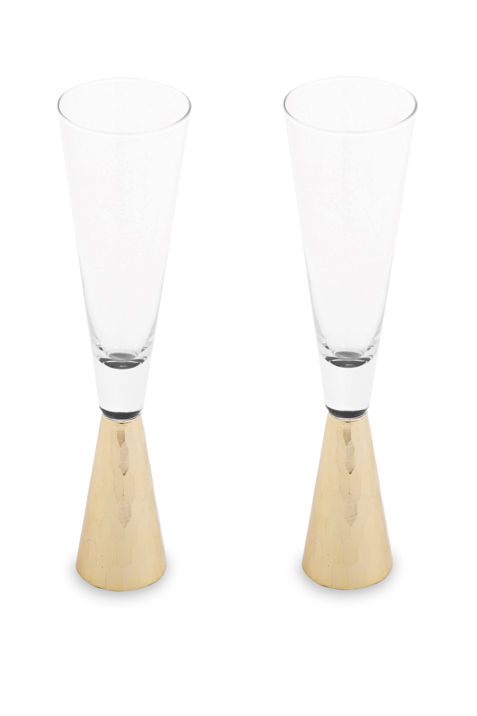 S/2 Champagne Glasses - Clear And Gold - 3