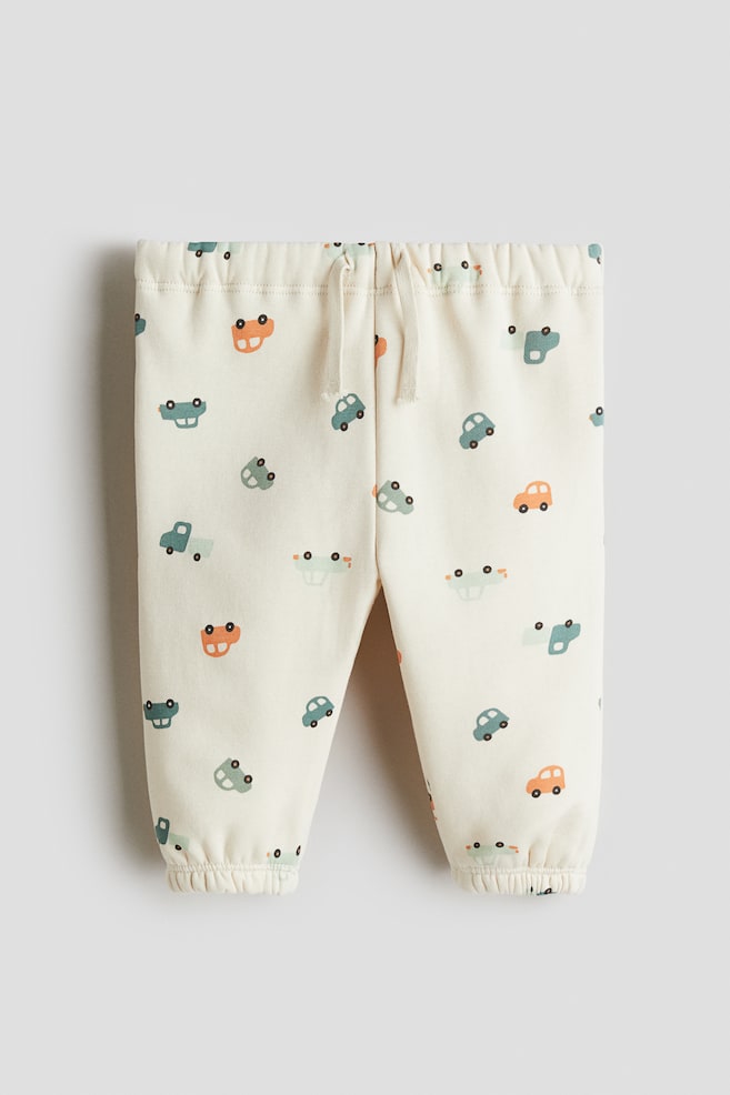 Printed brushed-inside sweatshirt joggers - Light beige/Vehicles/Cream/Animals - 1