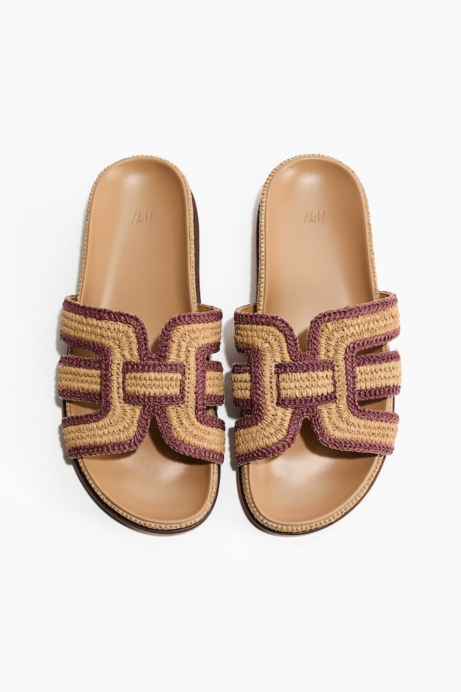 Sandalias en paja trenzada - Beige/Rosa/Marrón oscuro/Beige oscuro - 1
