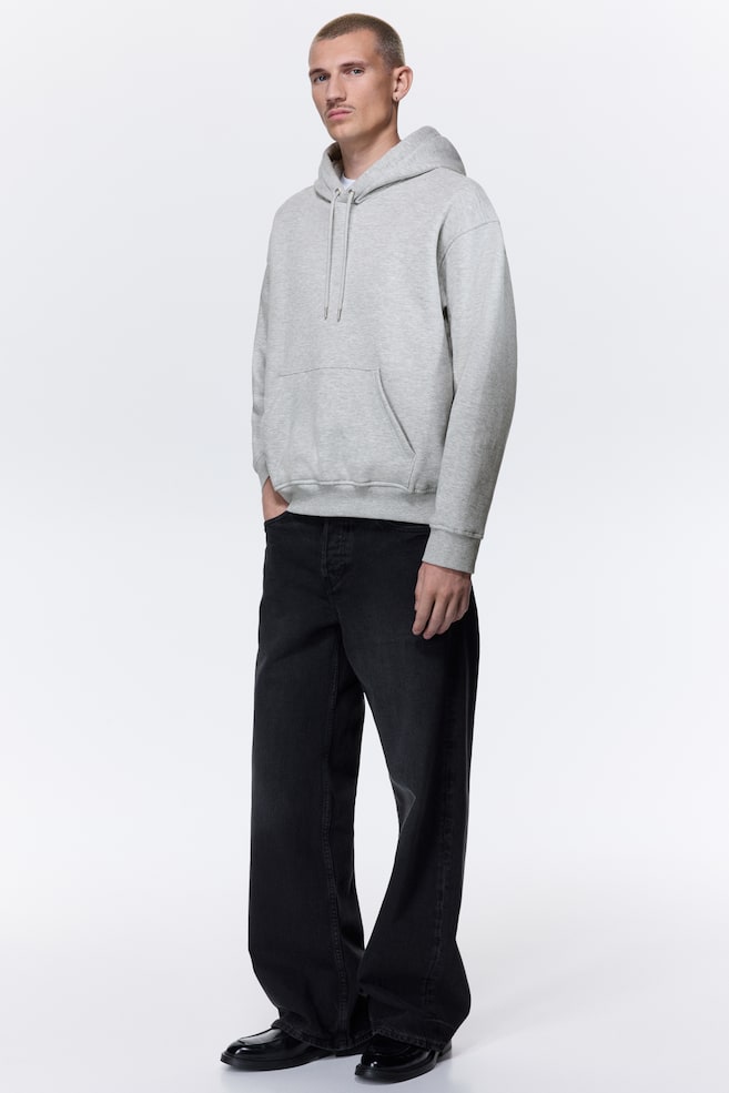 Sudadera con capucha Loose Fit-Gris claro jaspeado - 4