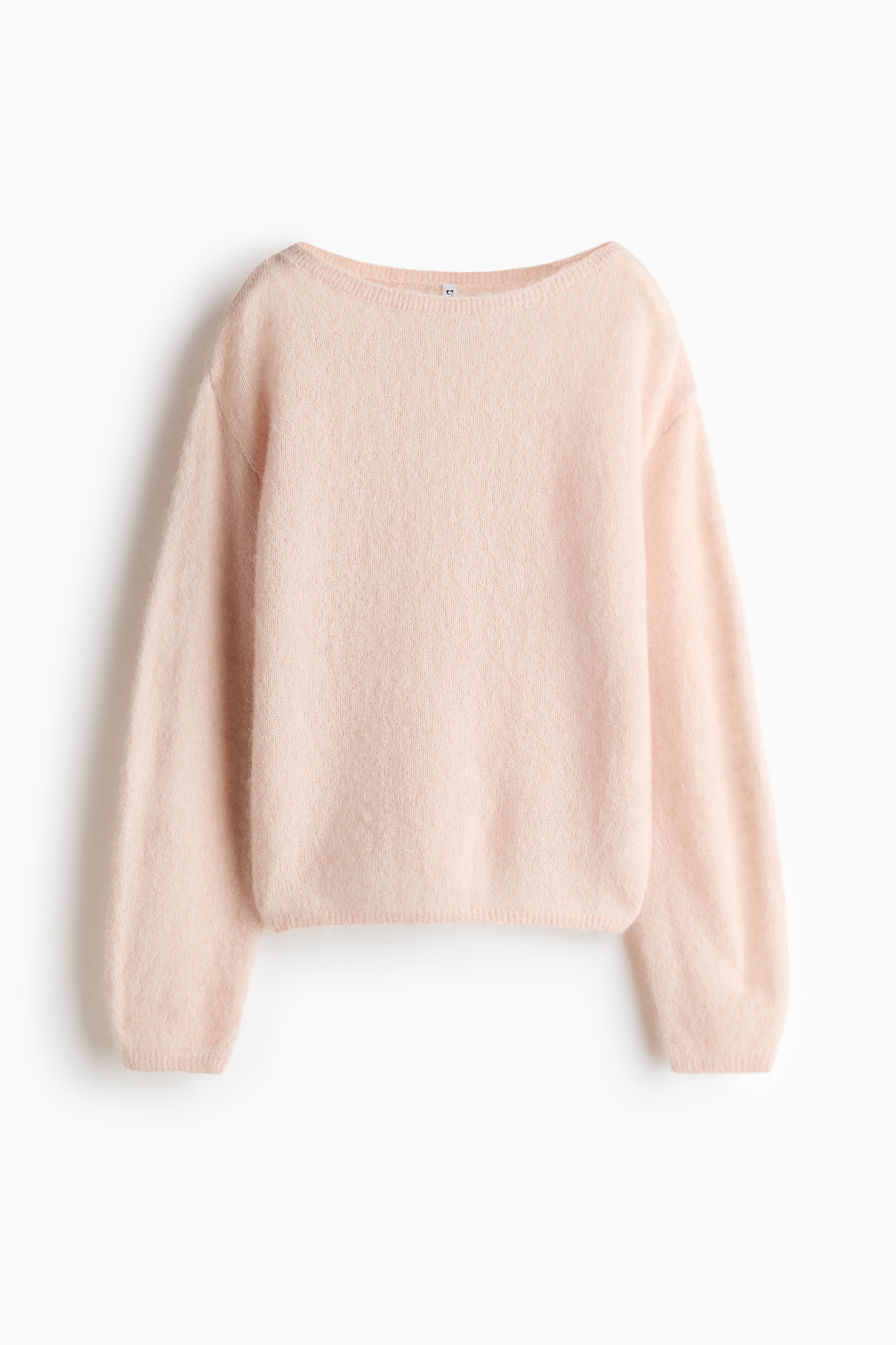 Pullover in maglia fine con scollo a barca - Rosa cipria/Arancione acceso