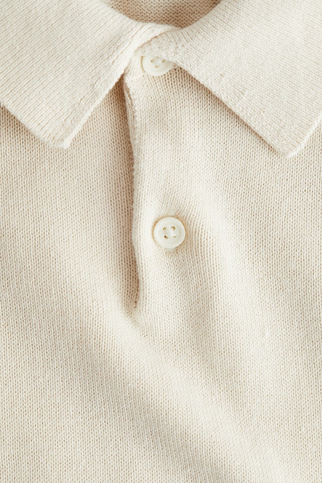Fine Knit Polo Shirt - Cream/Navy blue/Dark grey marle/Red - 2