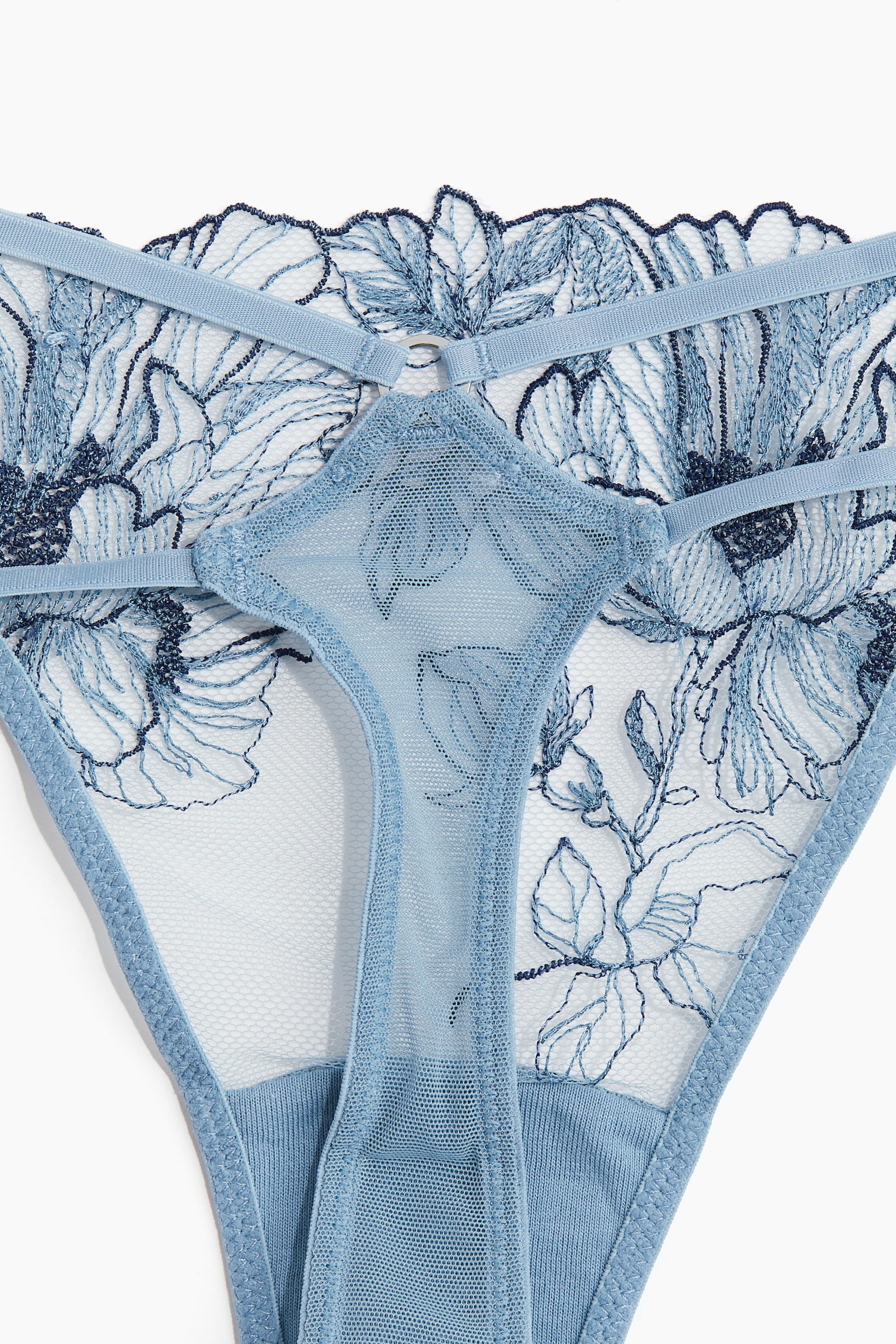 Embroidered tanga thong briefs - Light blue - 3