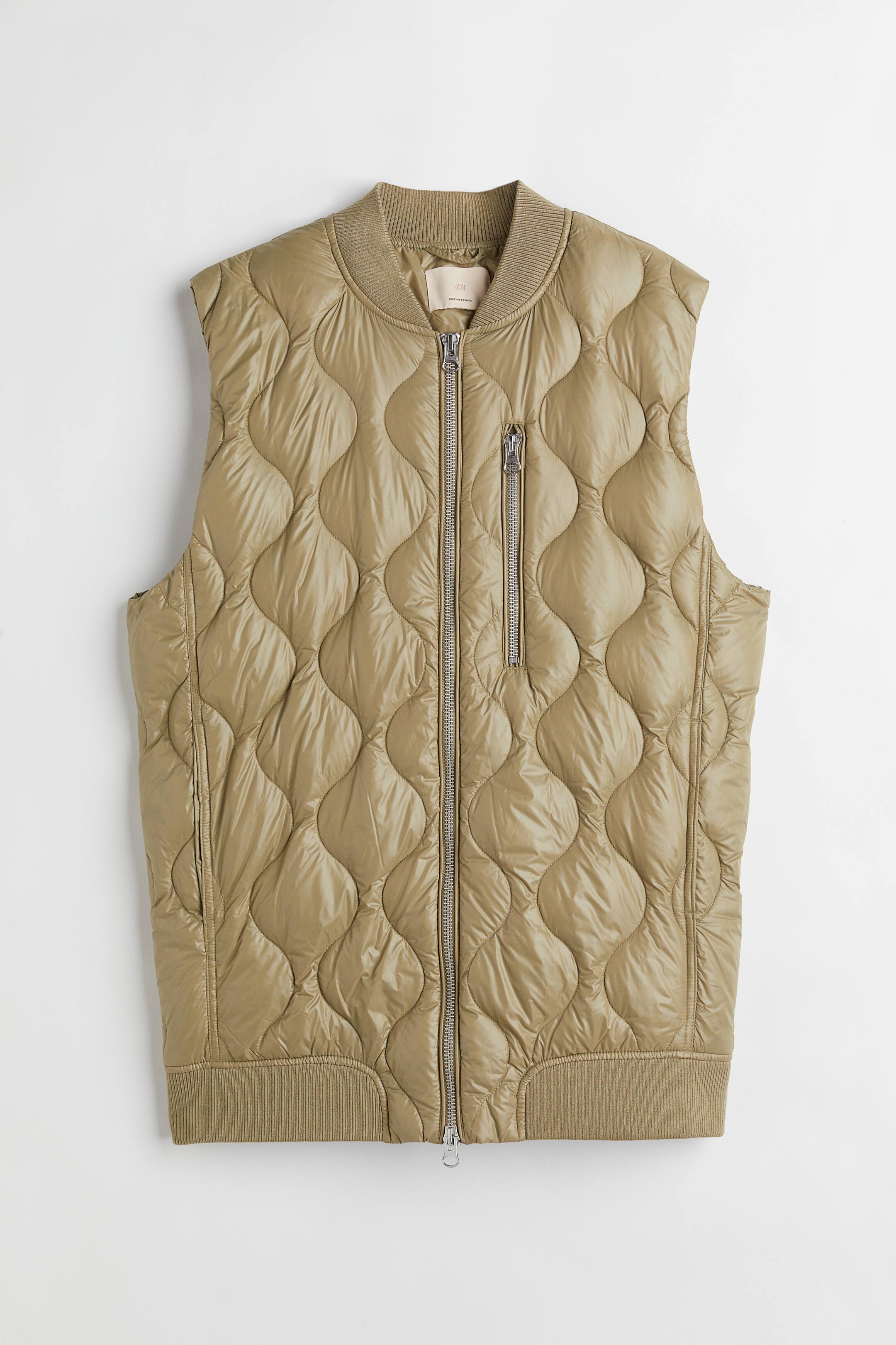 View larger image: Oversized quilted gilet - Khaki green - Ladies | H&M 1