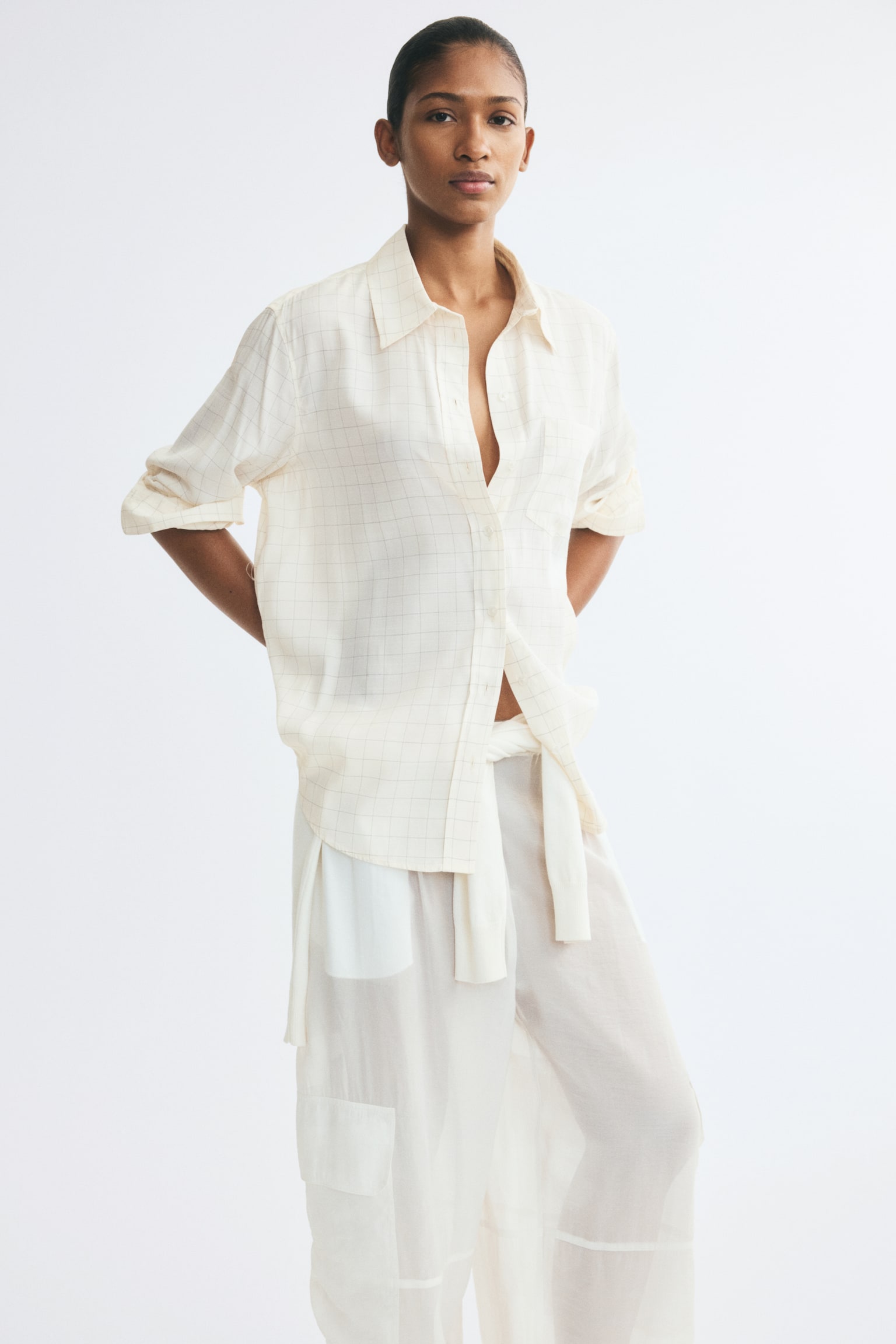 Женская рубашка H&M Viscose-Blend, цвет: Кремовый — фото 4