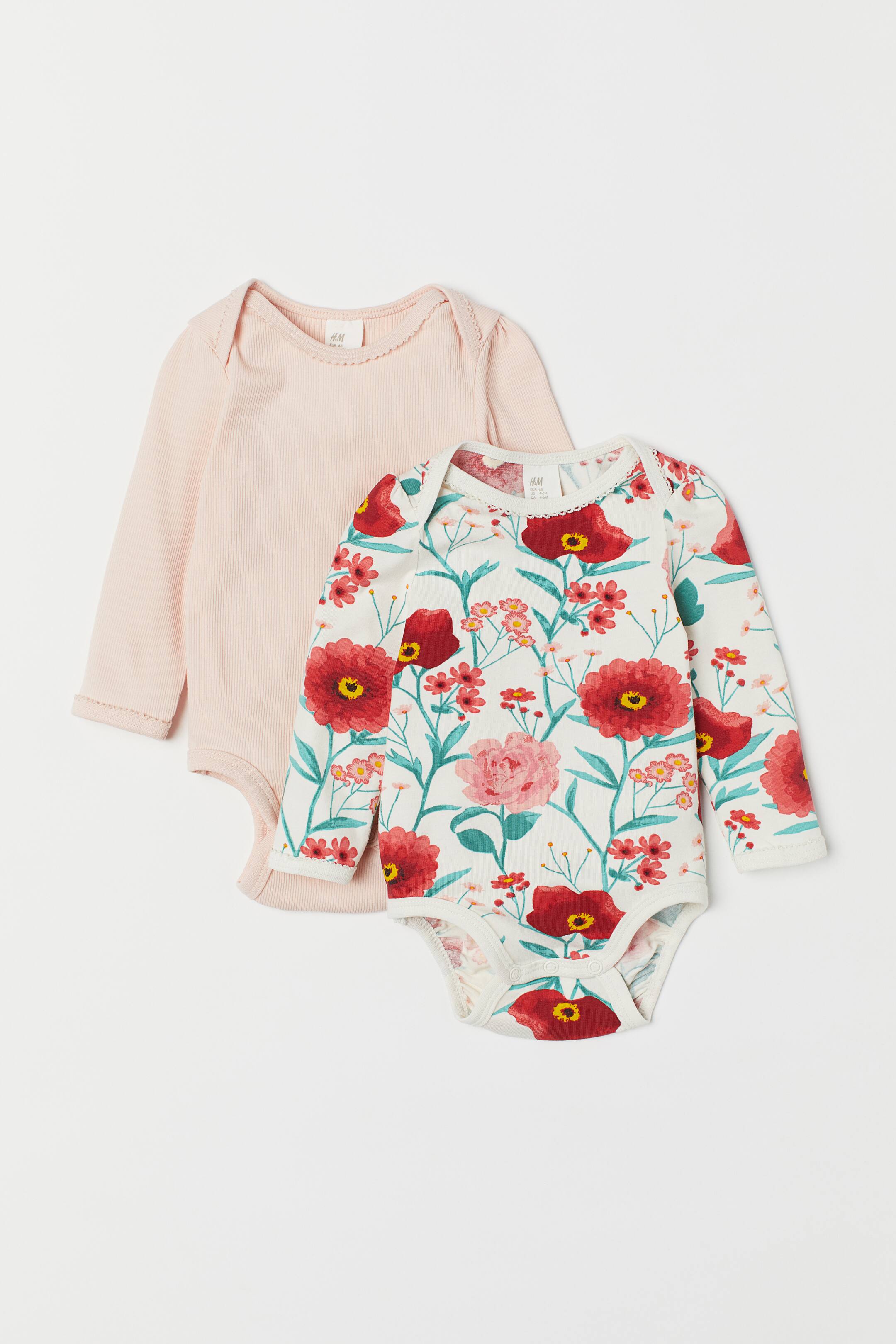 Grotere afbeelding bekijken: Set van 2 body‘s - Wit/bloemen - KINDEREN | H&M BE 1