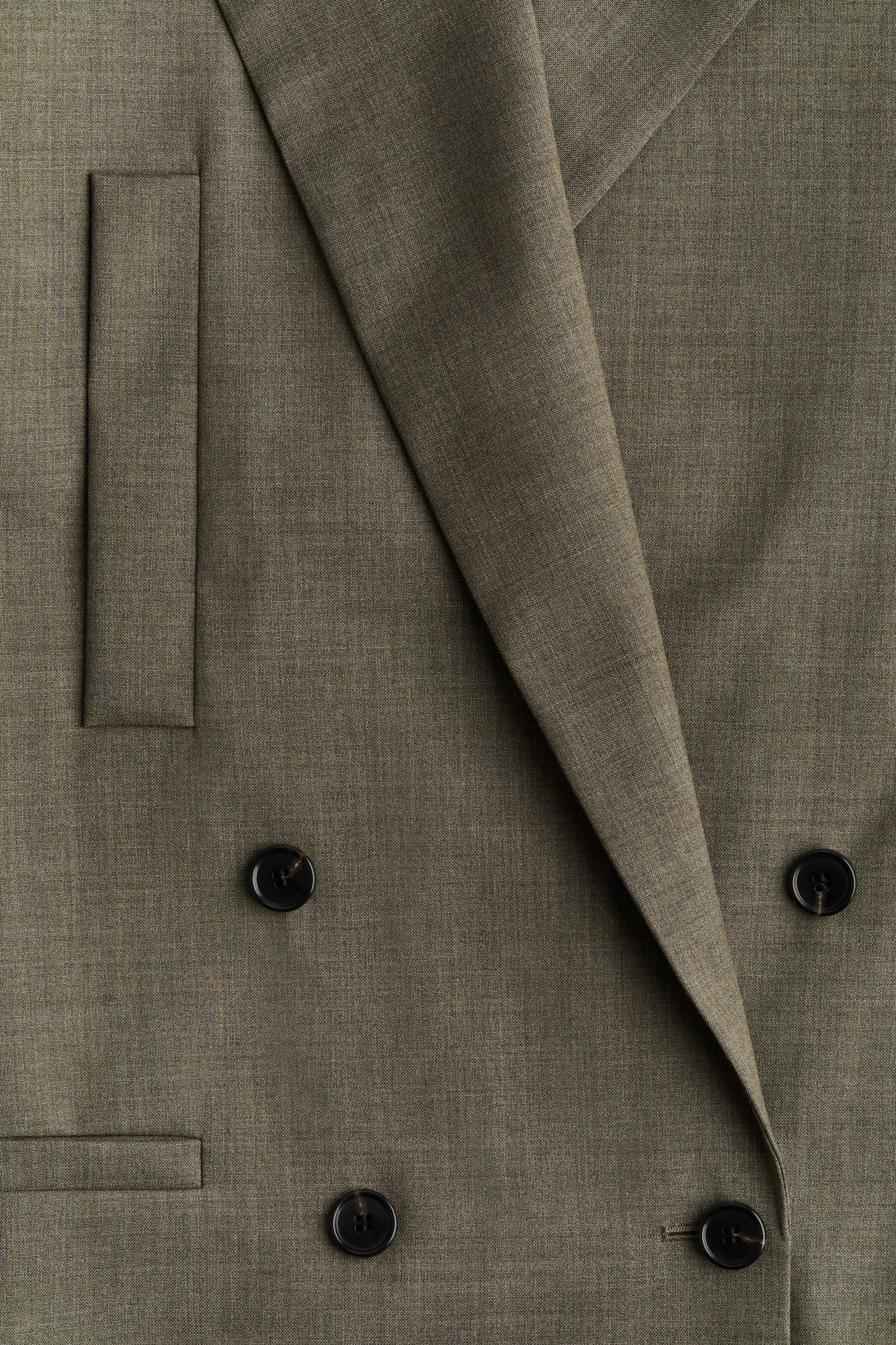 Double-breasted wool blazer - Dark khaki green marl - 4