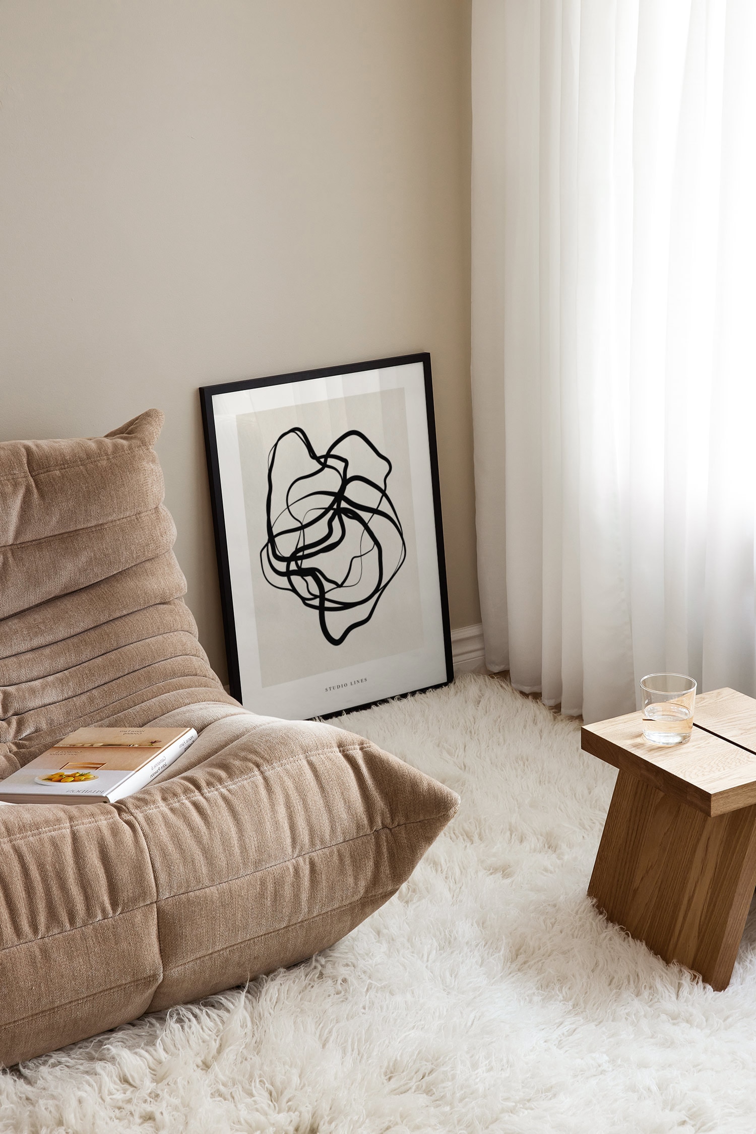 Studio Lines Black Plakat - Sort/beige