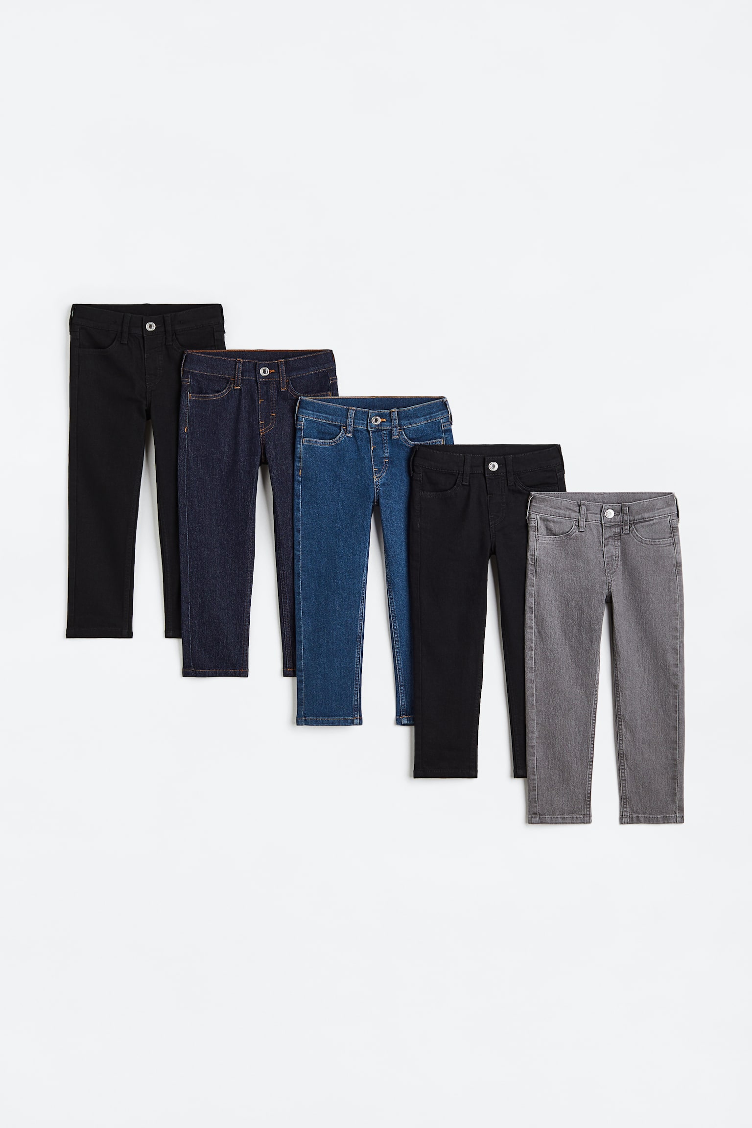 5-pack Slim Fit Jeans - Black/Denim blue/Denim blue/Black - 1