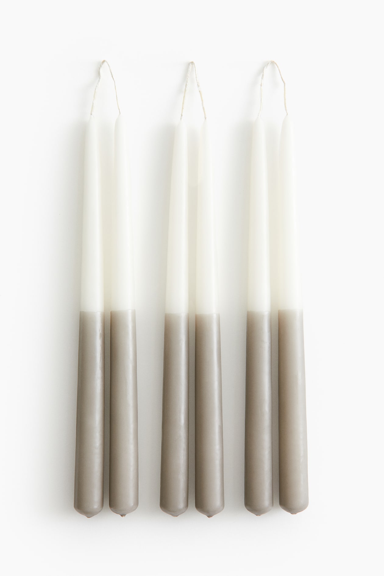 Lot de 6 bougies à effet teinture par immersion - Gris clair - Home All ...