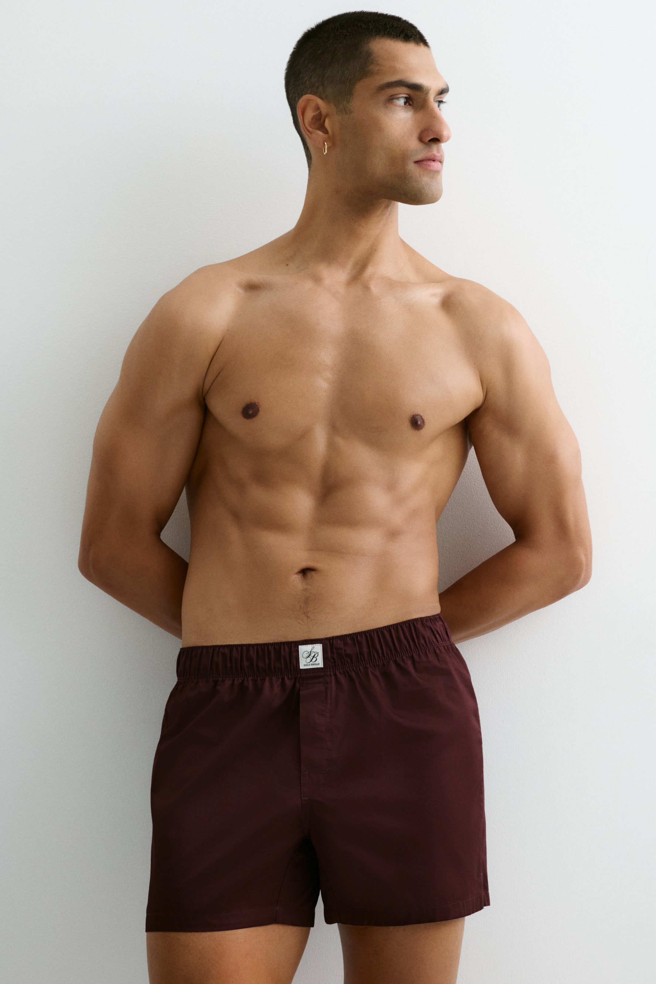 Visa större bild: 2-pack boxershorts i vävd bomullssatin - Burgundy - HERR | H&M SE 1