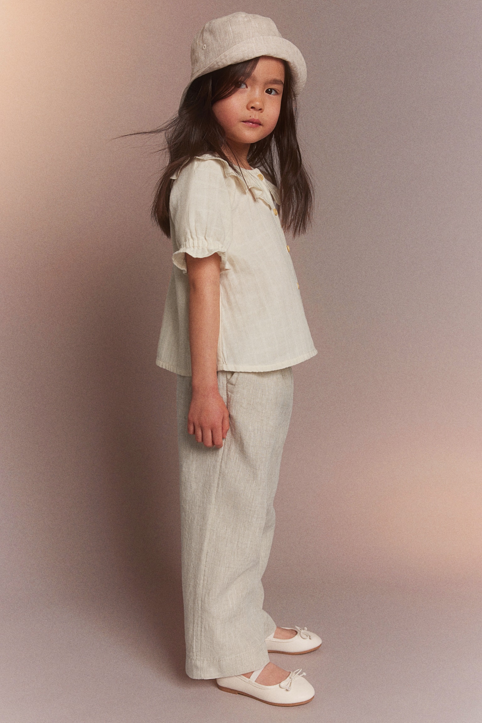 Linen Pants - Light beige/White - 2