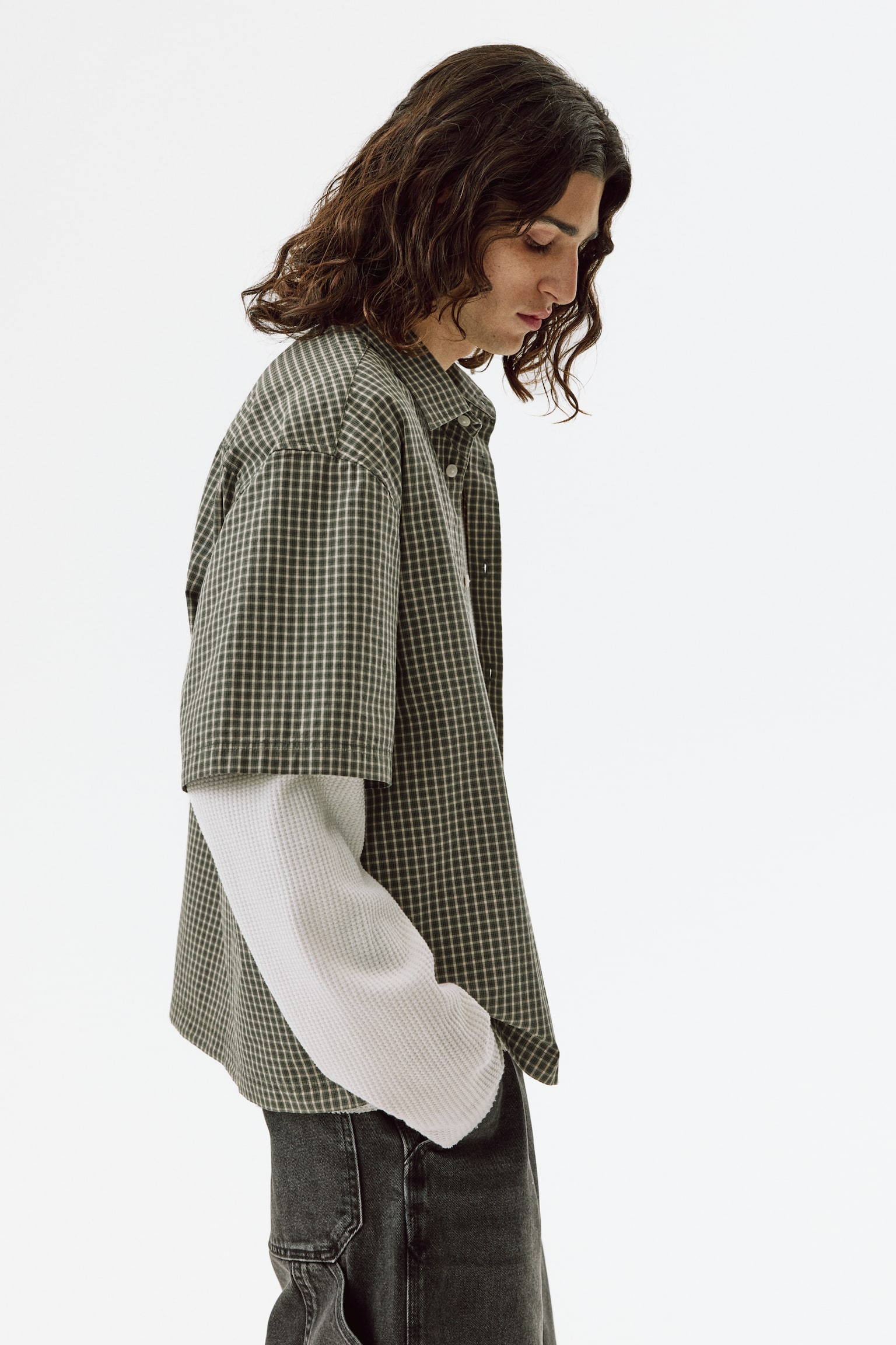 Relaxed Fit Cotton shirt - Khaki green/Checked/Navy blue/Checked/Light blue/Checked - 7