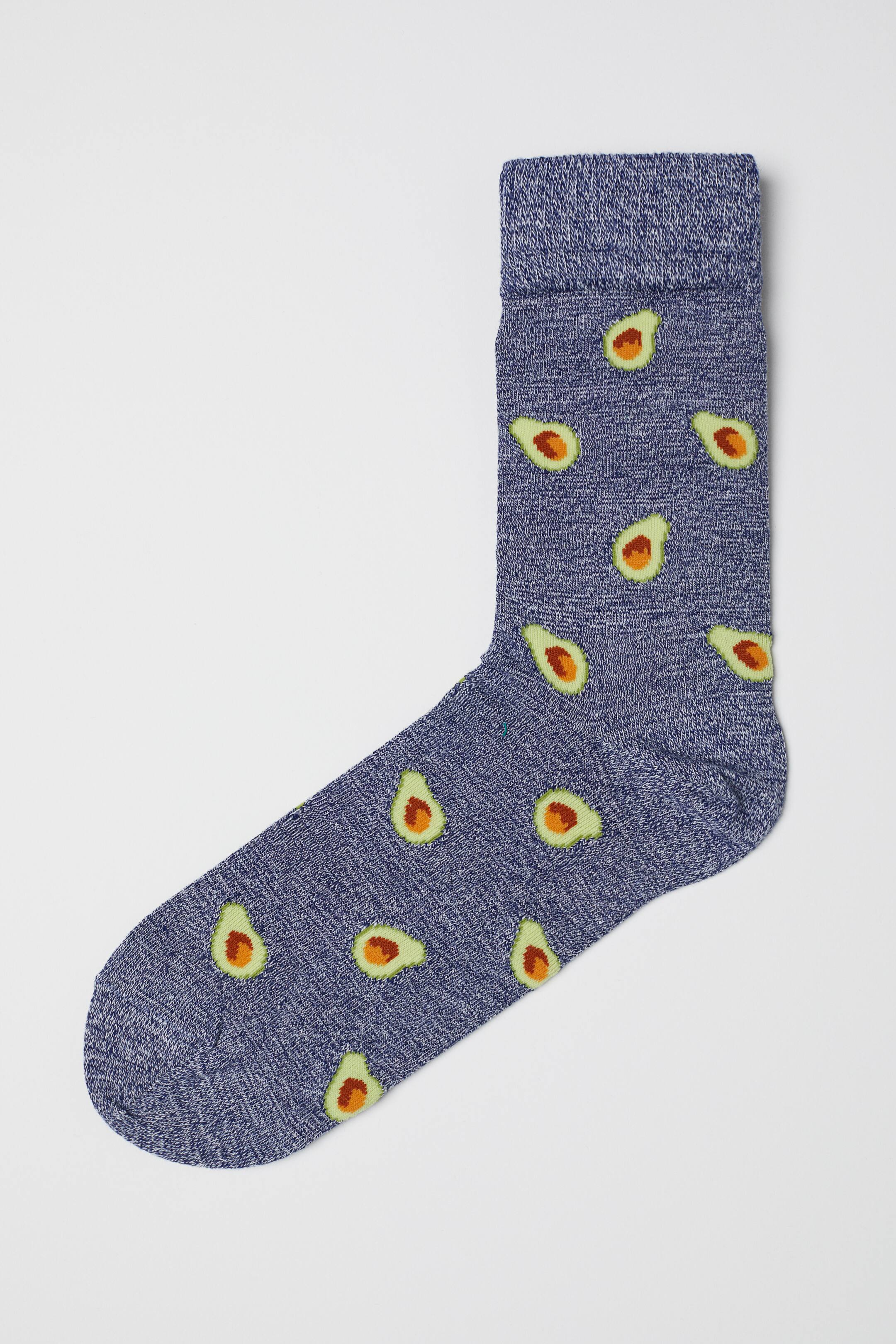 Grotere afbeelding bekijken: Jacquardgebreide sokken - Blauw gemêleerd/avocado‘s - HEREN | H&M BE 1