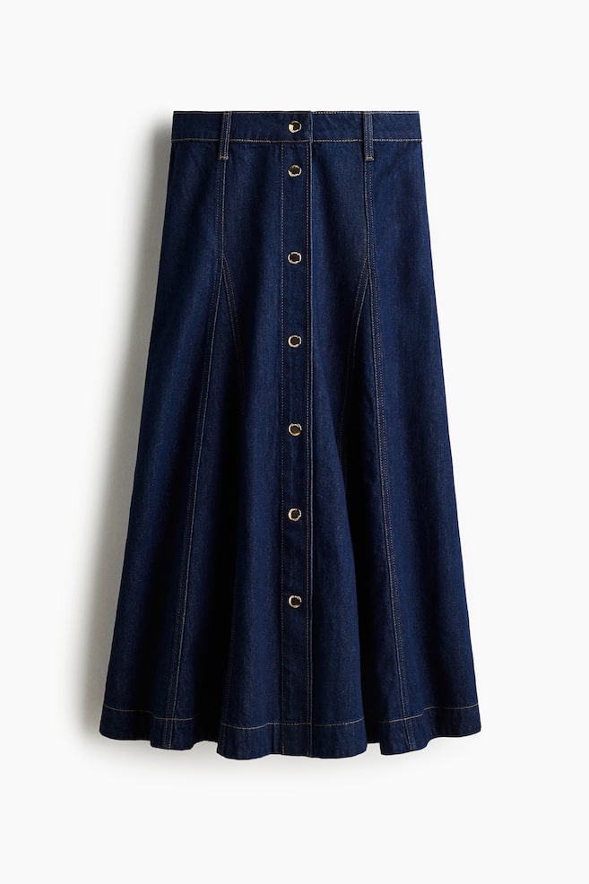 A-line Denim Skirt - Dark denim blue - 1