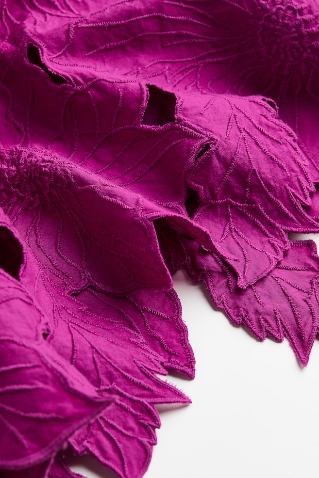 Robe brodée en coton - Violet - 5
