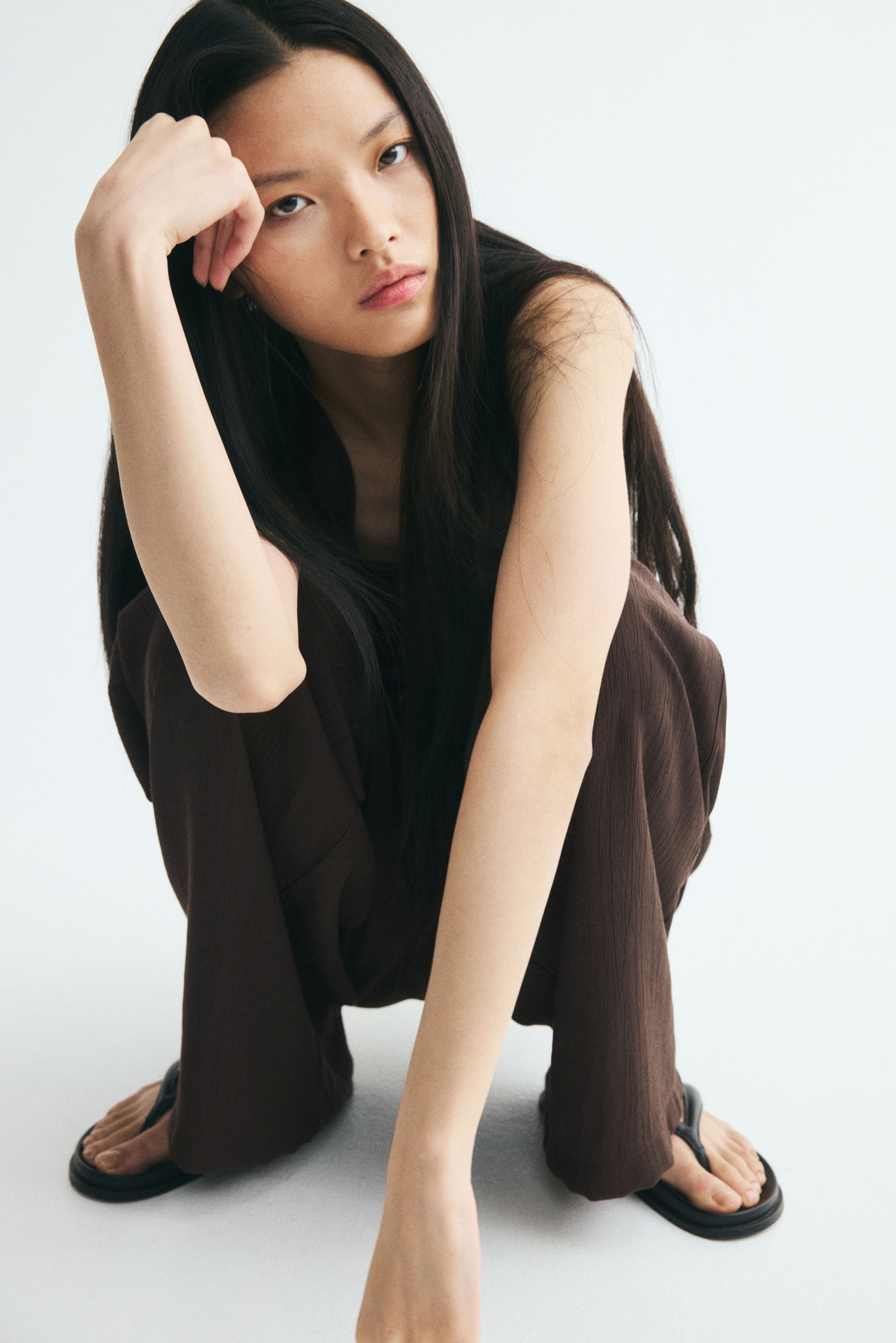 Crinkled Viscose-Blend Pants