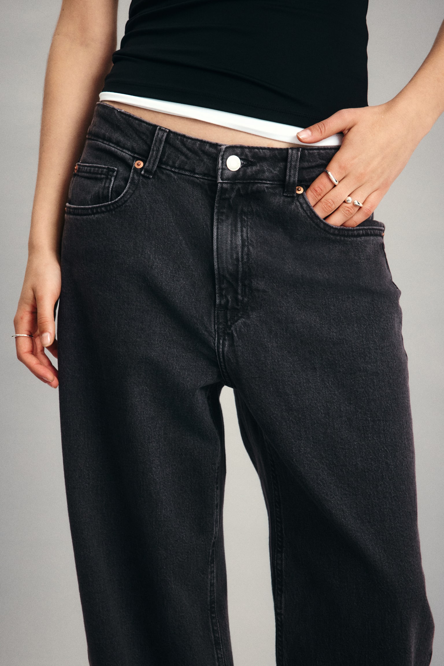 Wide High Waist Jeans - Dark denim gray/Washed denim blue/Light denim blue/Dark brown/White/Denim blue/Navy denim blue/Dark denim blue/Navy denim blue/White/Light denim blue/Beige/Denim blue/Dark denim blue/Light denim blue/Light denim blue/Navy denim blue/White/Light denim blue - 7