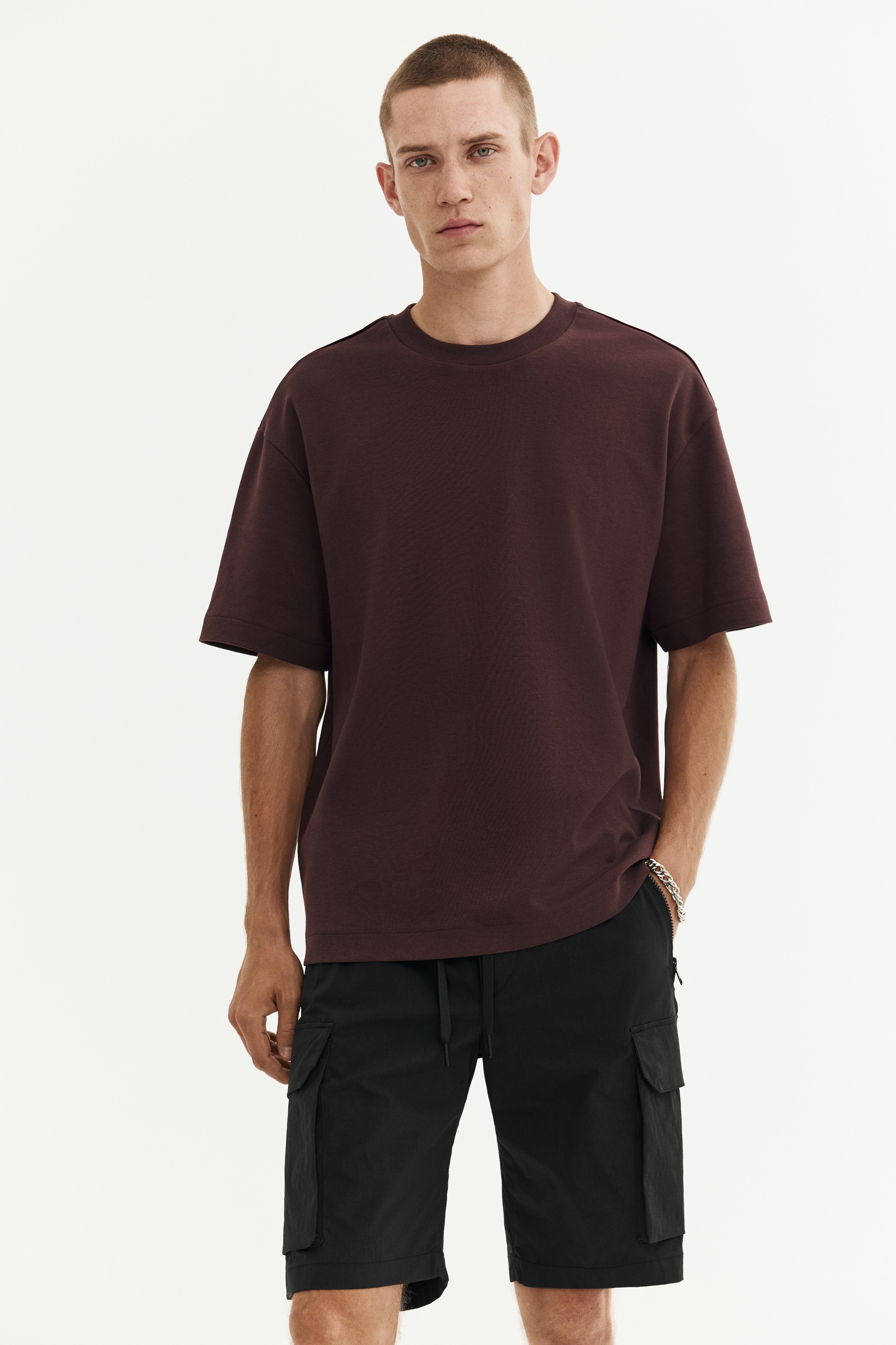 Regular-Fit Nylon Cargo Shorts - Black/Green