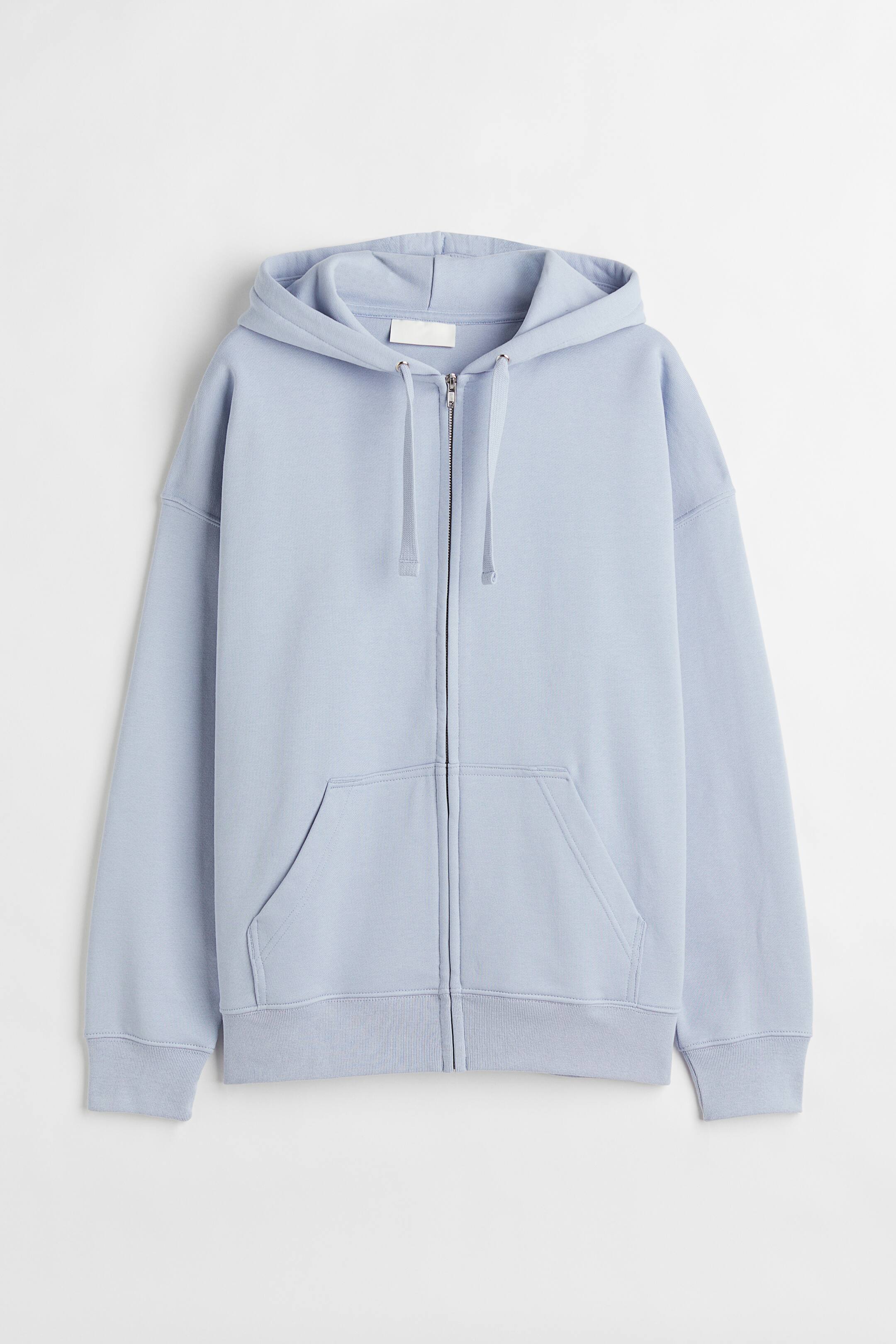 View larger image: Oversized Fit Cotton zip-through hoodie - Light blue - Men | H&M 1