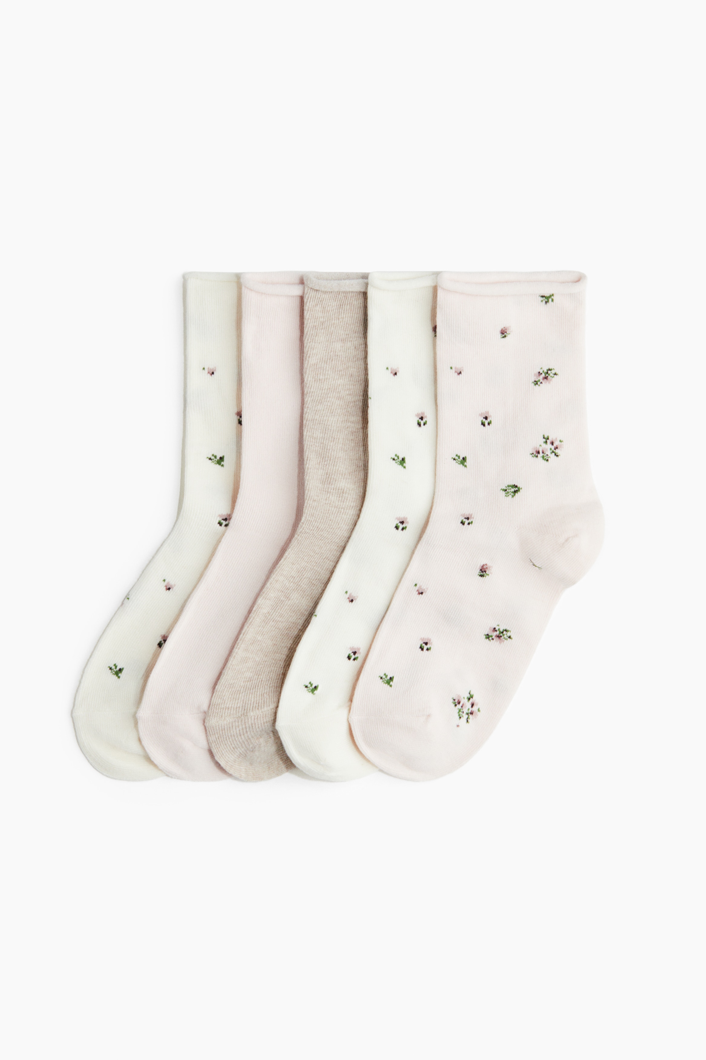 Dam - Vit/Blommig 5-pack strumpor - Size: 39/41  - H&M