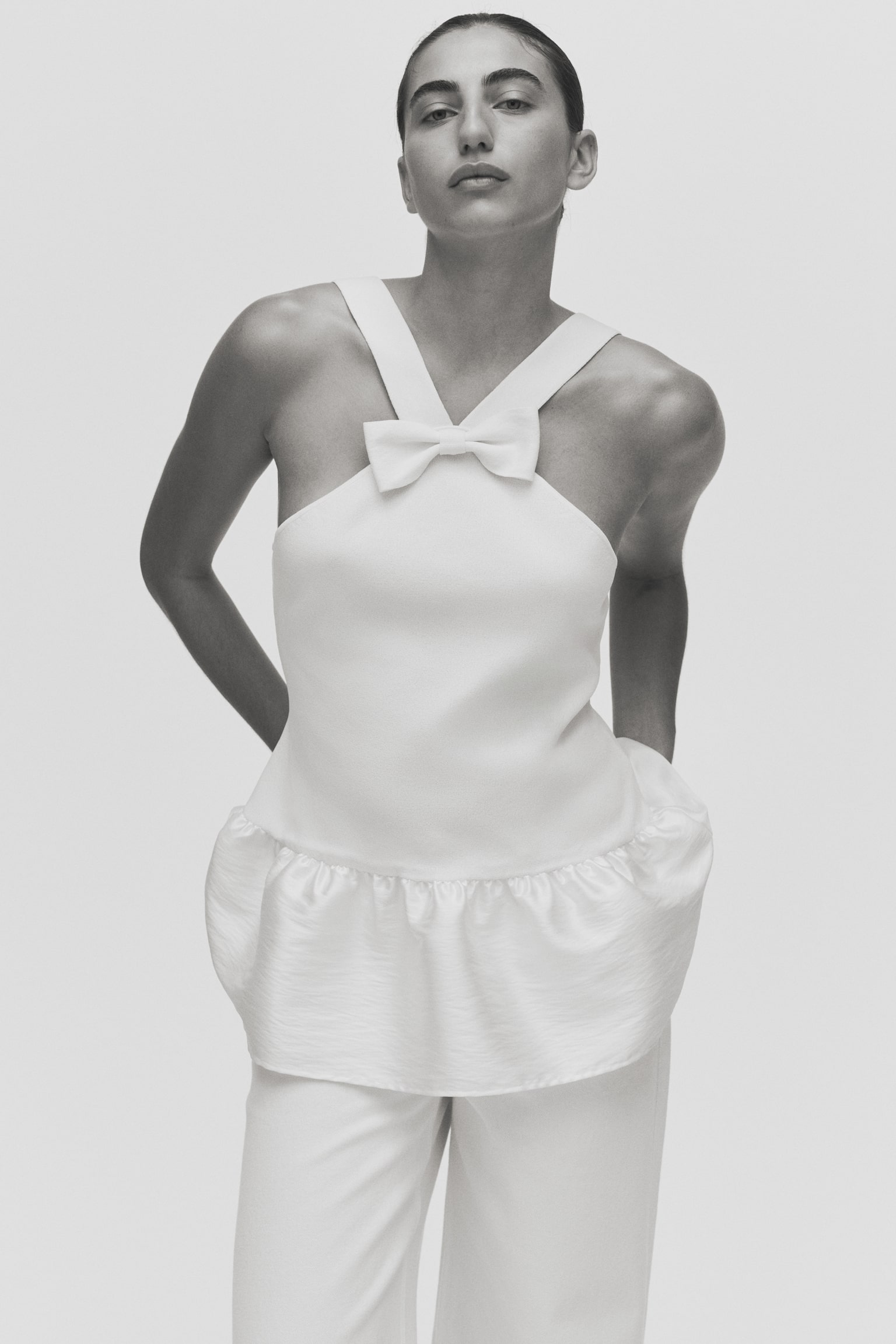 Top avec nœud - Crème/Noir - 4