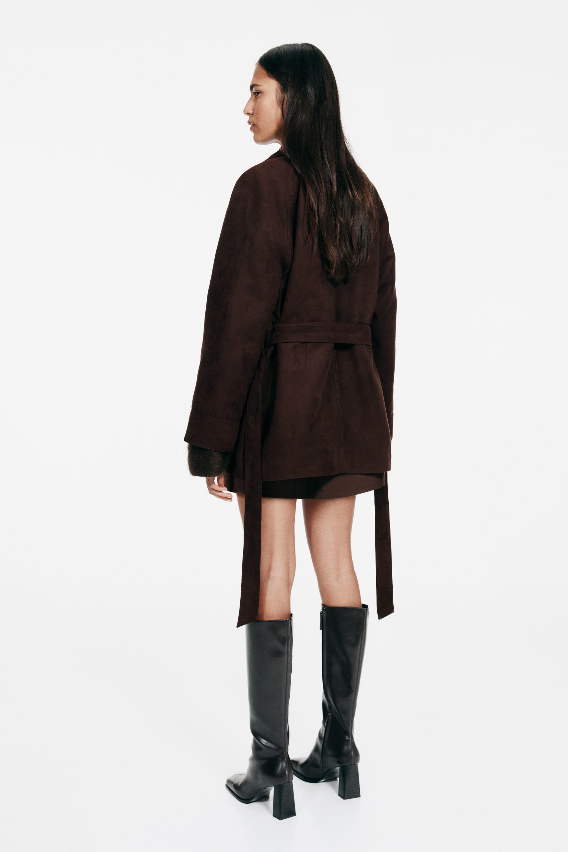 Zobacz większy obraz: Płaszcz z wiązanym paskiem - Ciemnobrązowy - ONA | H&M PL 4