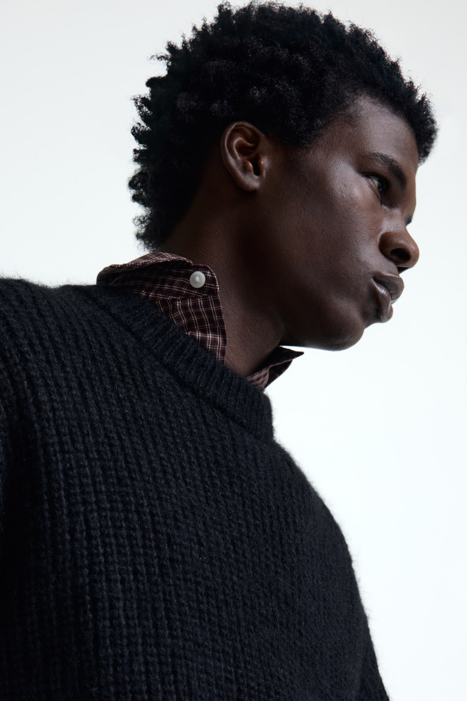 Pull Loose Fit en maille côtelée - Noir/Bleu foncé - 4