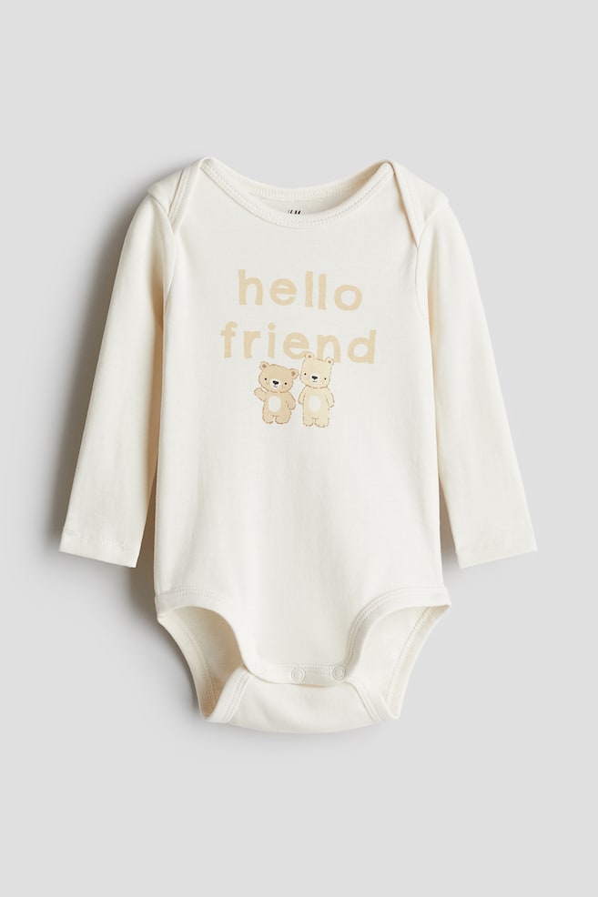 Bodysuit with Lap Shoulders - Cream/Hello Friend/Light dusty blue/trains/Dark gray/Play Every Day/White/Teddy bears/Light beige/floral/Light pink/Bows/Red/Christmas - 1